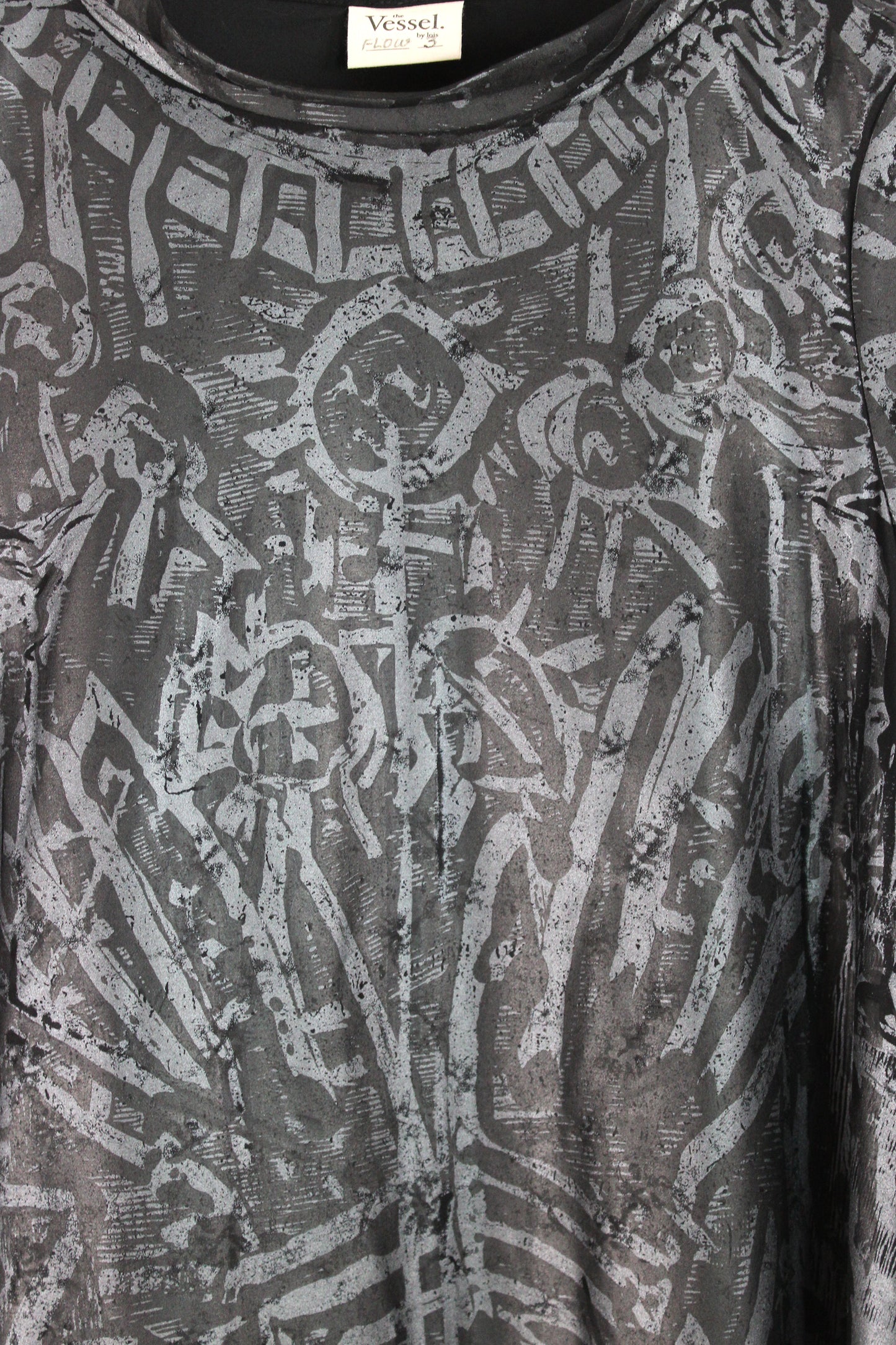 Lois Samuels Black Silk and Wool Dress with Simon Ungless Pewter Print