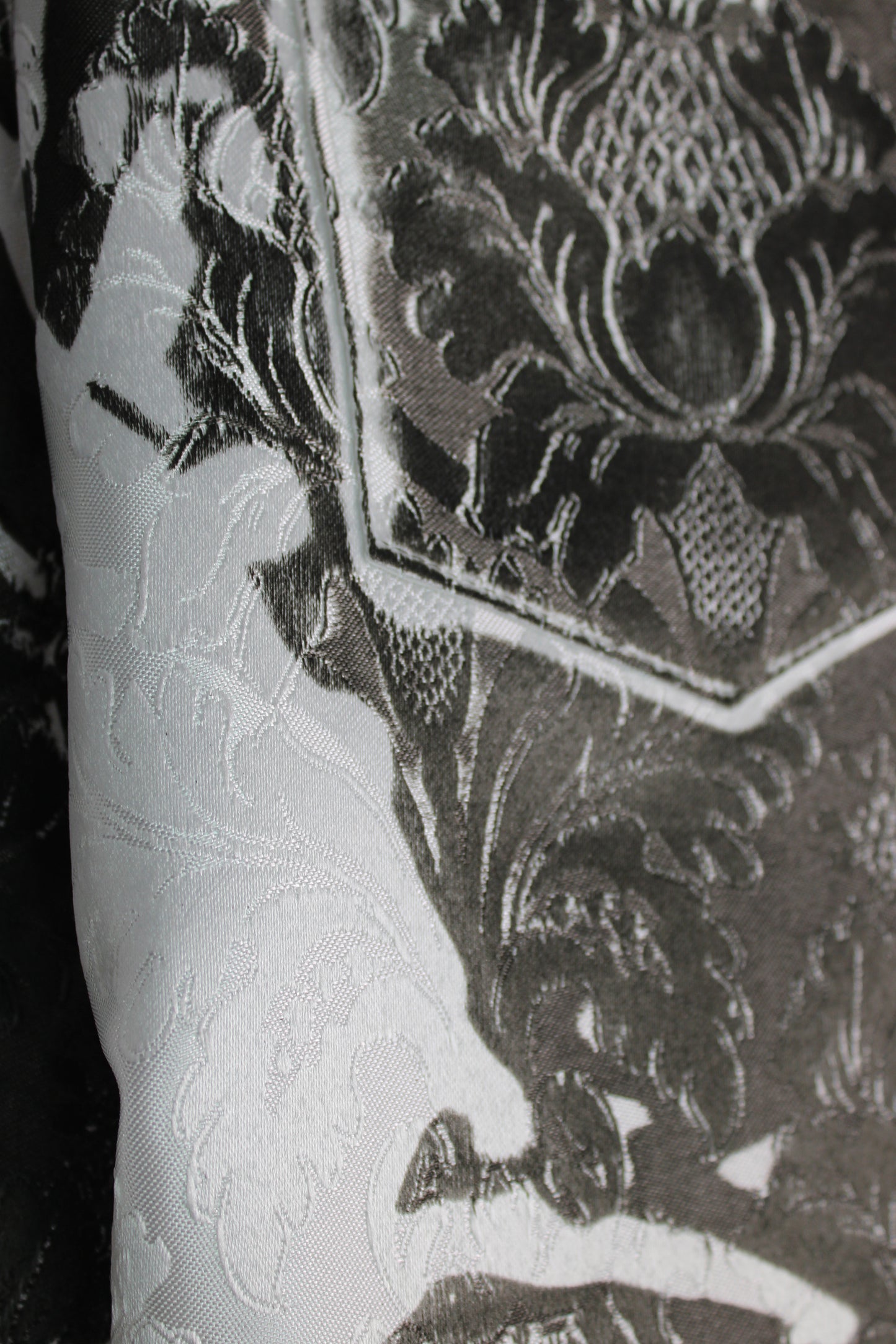 White Silk Jacquard Pant with Black Print