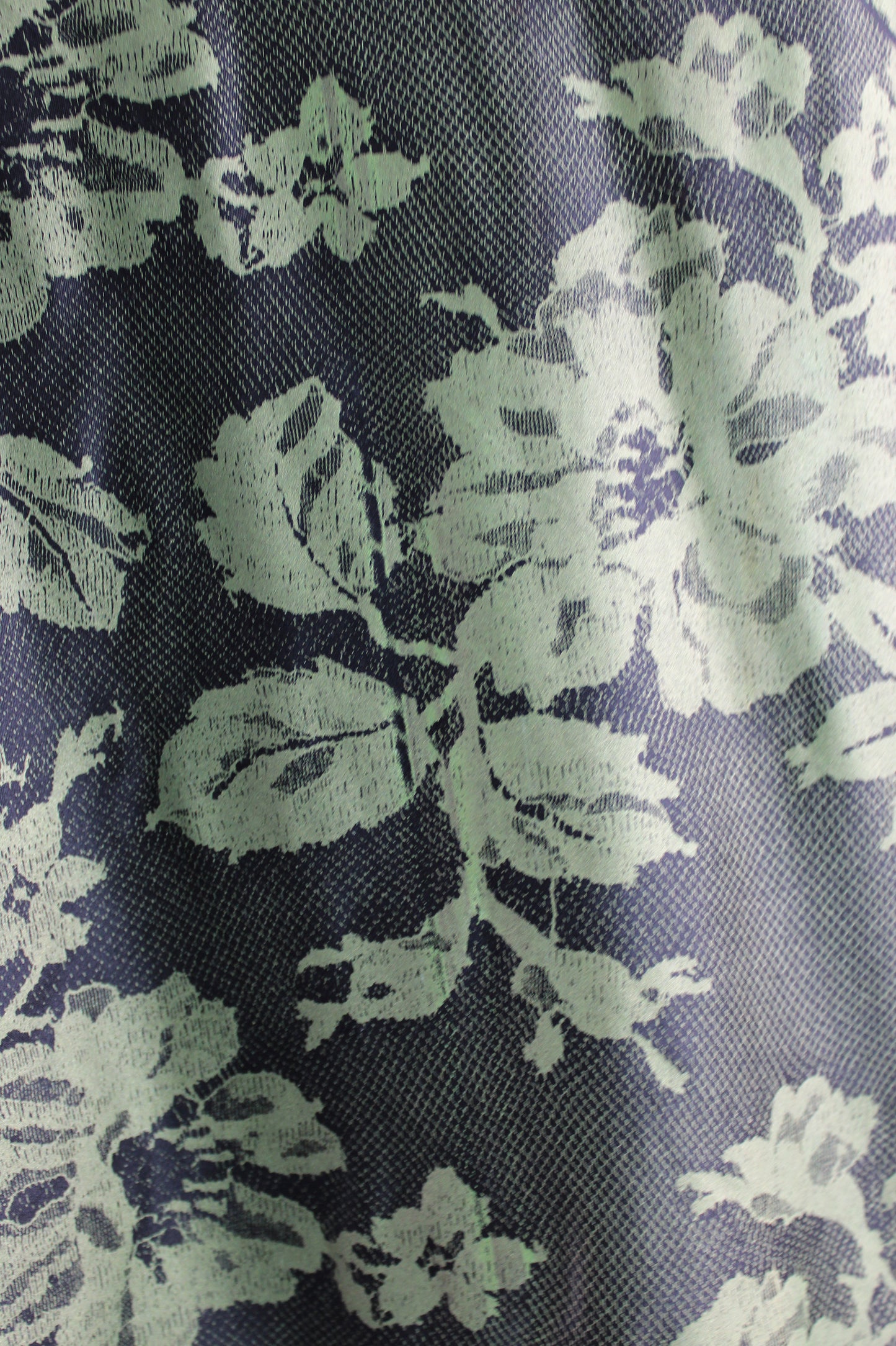 Black Cotton Razorback Top with Metallic Green Lace Print