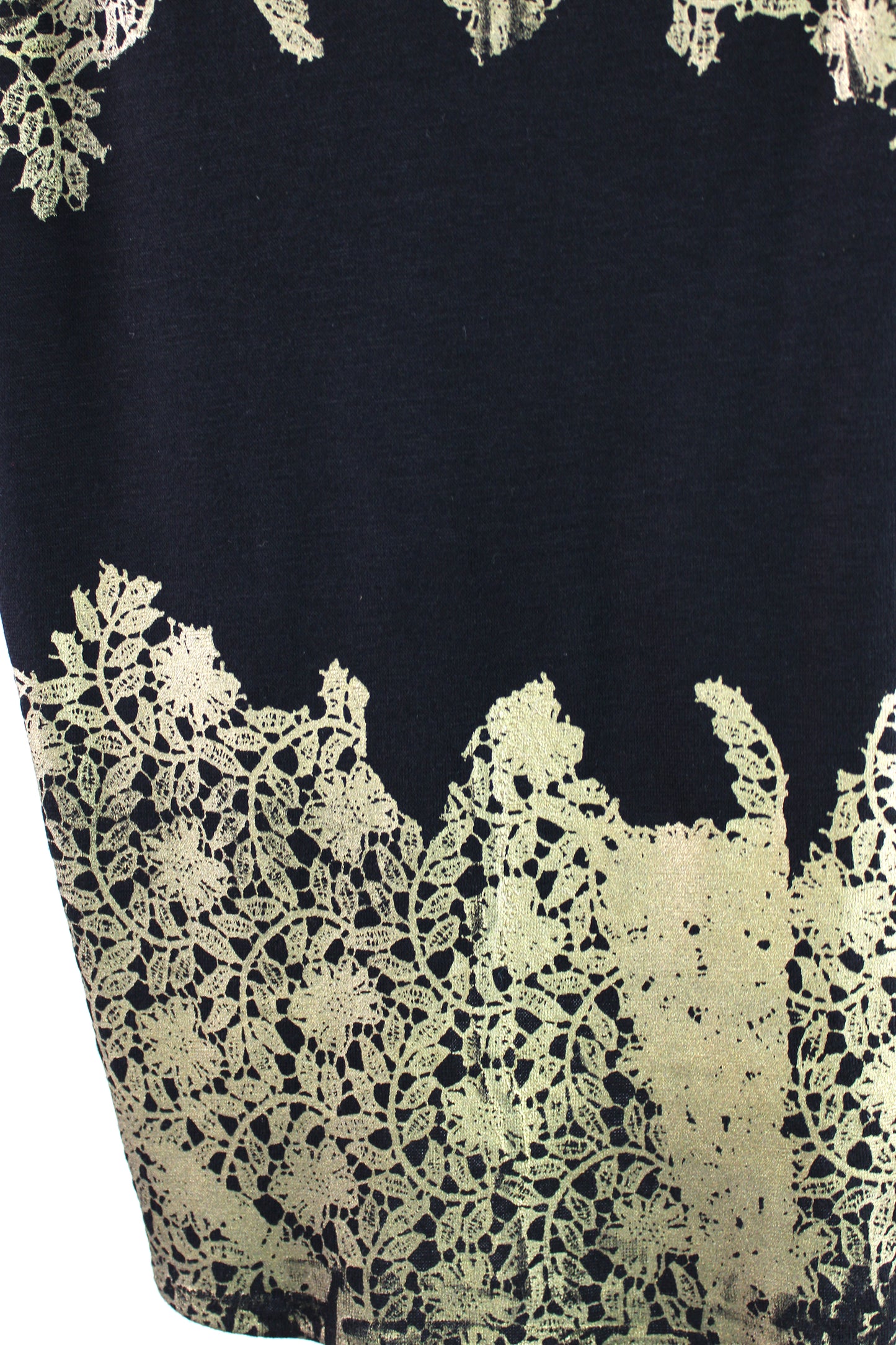 Black Cotton Razorback Top with Gold Lace Print