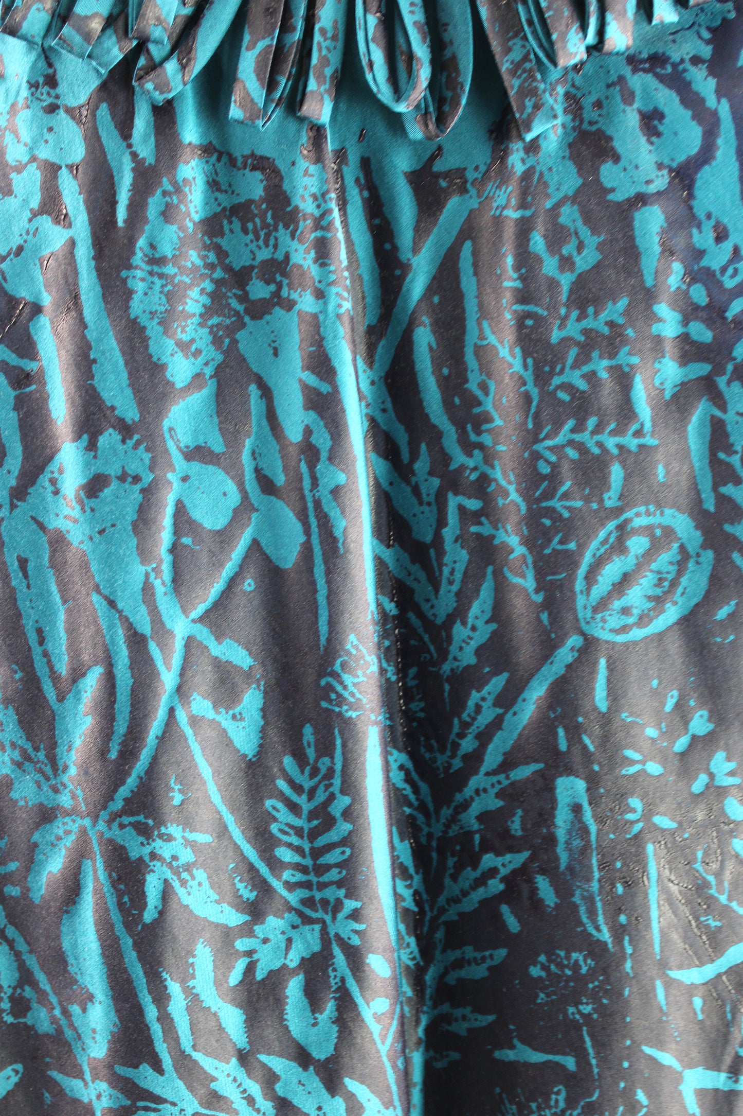 Deep Turquoise Silk Razorback with Navy Floral Print