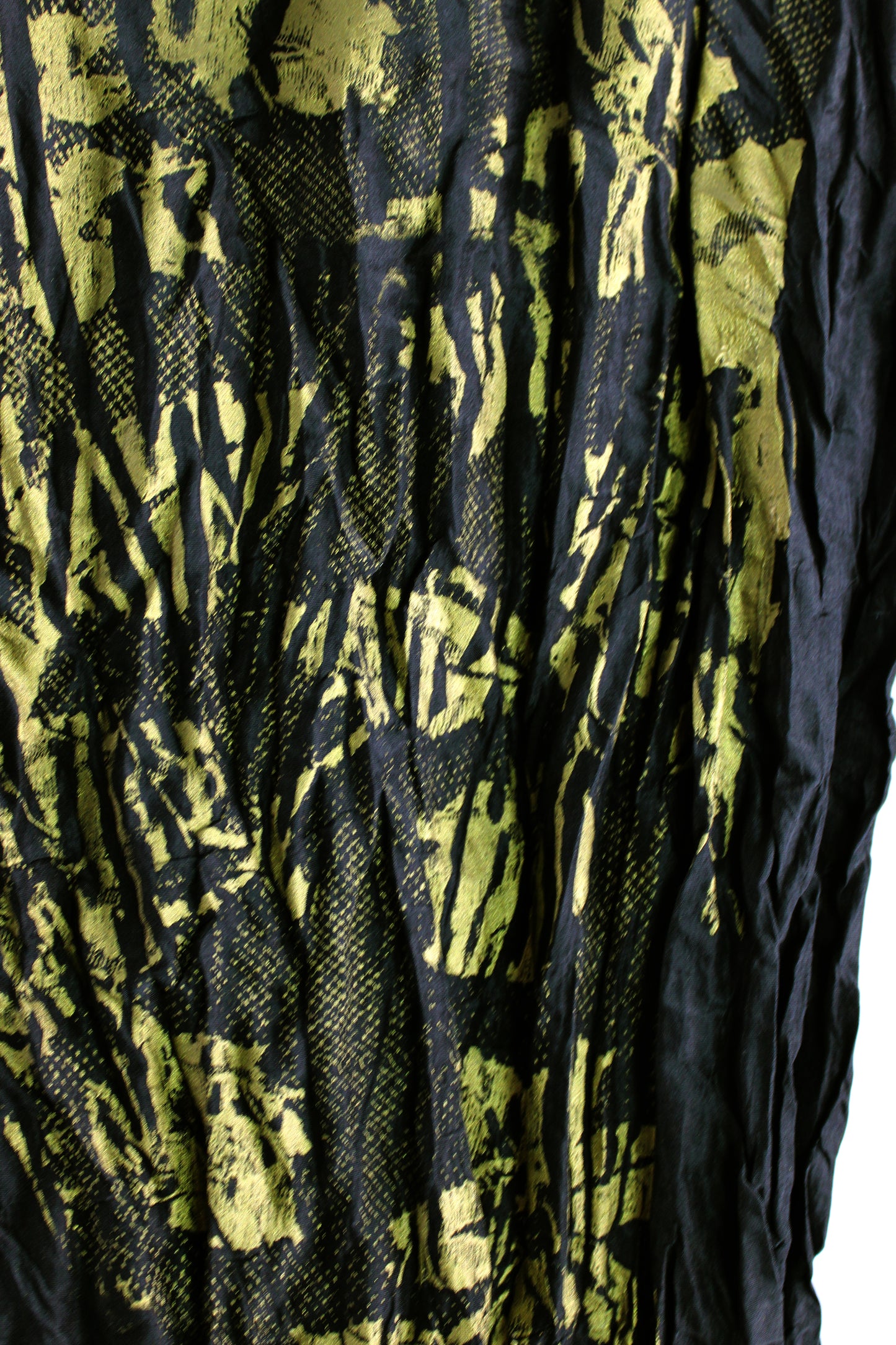 Black Crinkle Skirt with Gold Lace Print