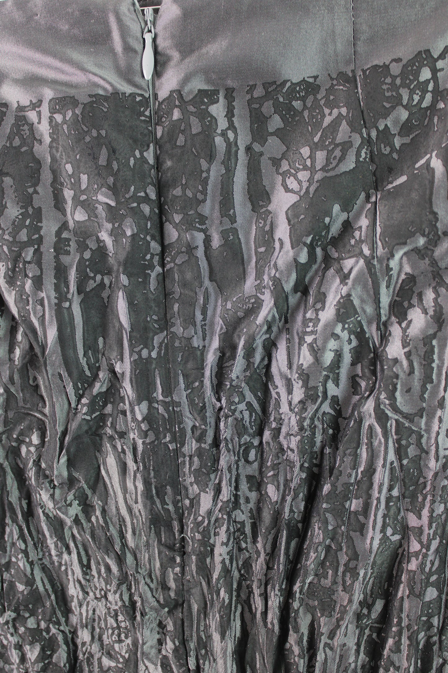 Grey Crinkle Skirt with Black Lace Print