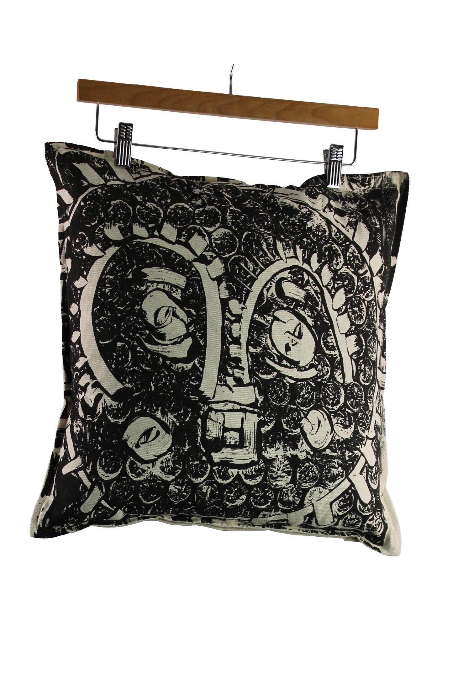 Natural Canvas Pillow with Black Print