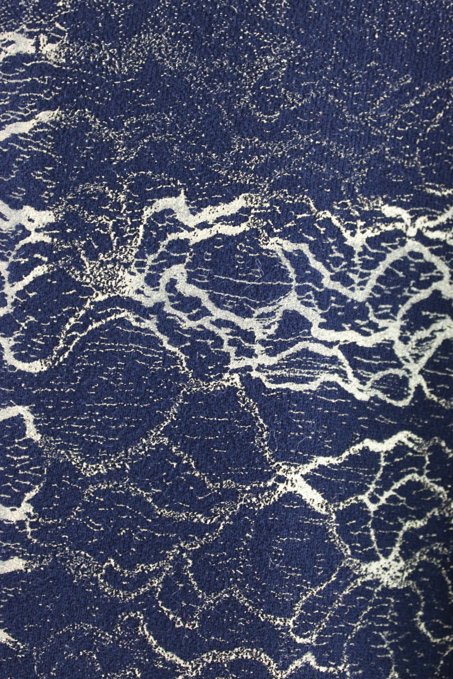 Navy Cotton Jacket with Lace Print