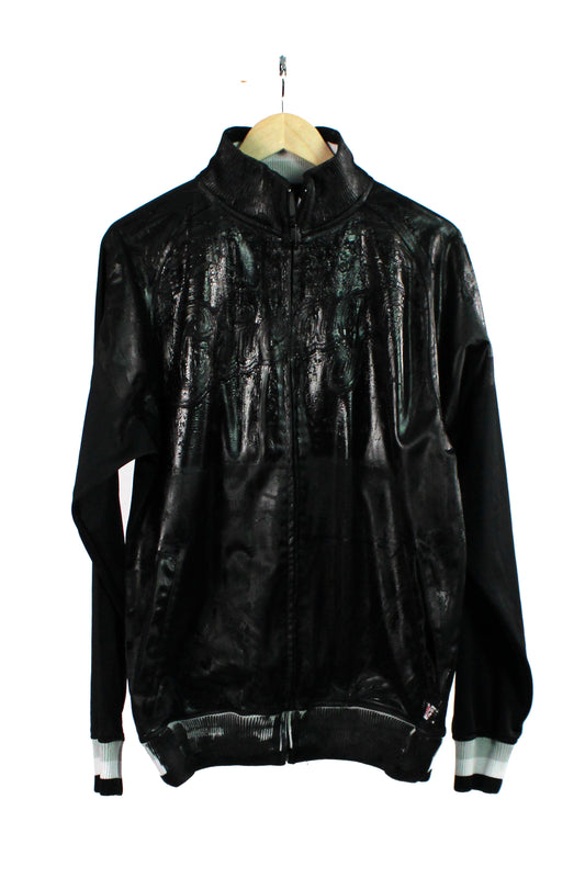 Men's Black Sport Jacket with One-of-a-kind Black Rubber Wearable Art