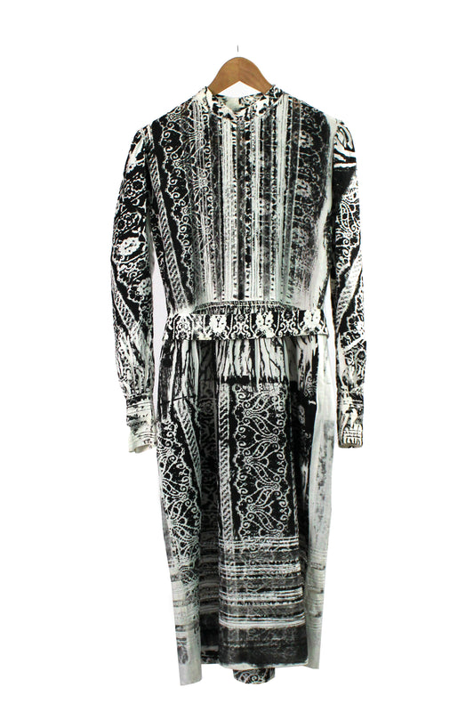 Women's White Dress With Black Print