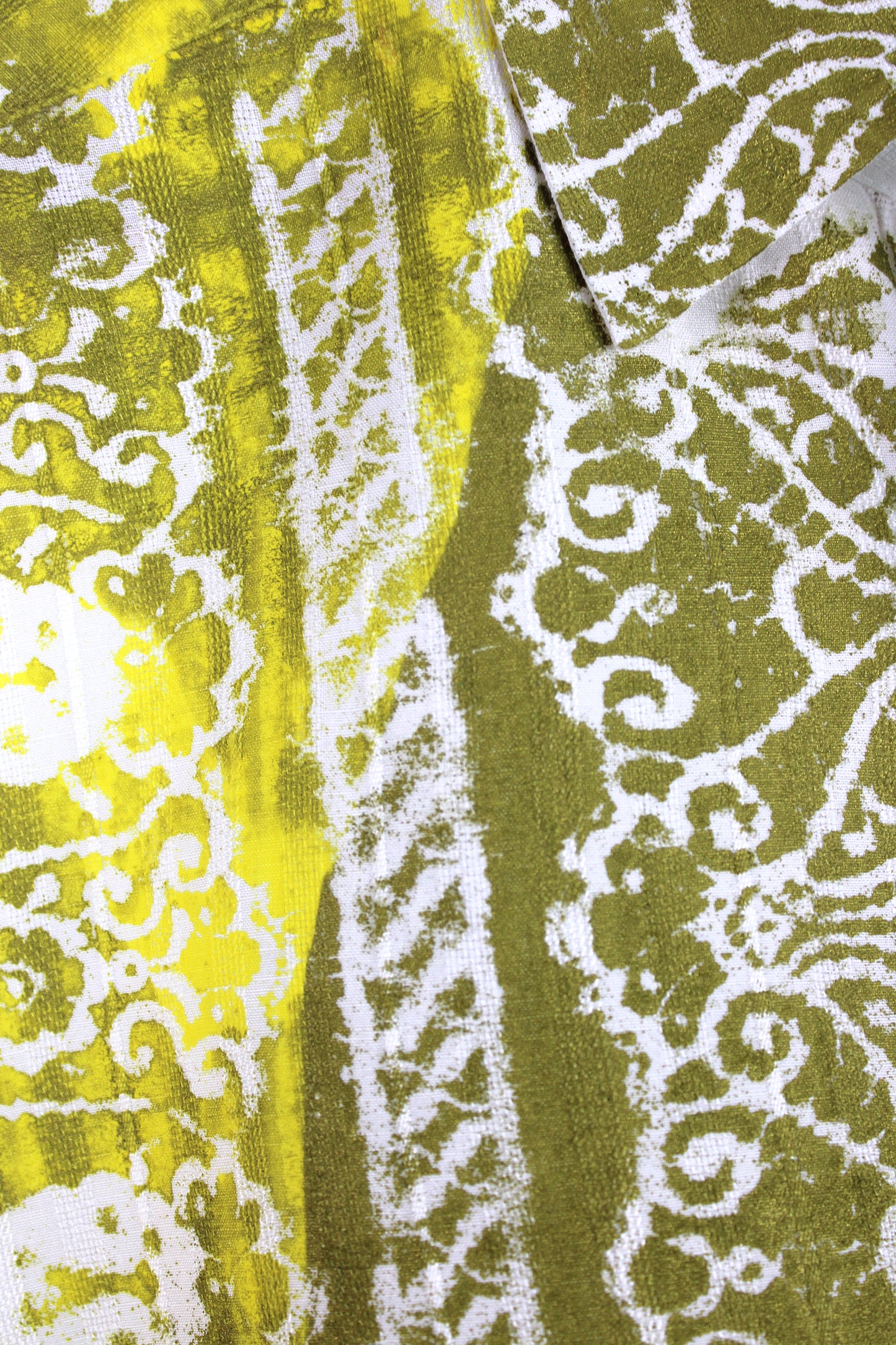 Men's Short Sleeve Button-up White with Yellow and Gold Print
