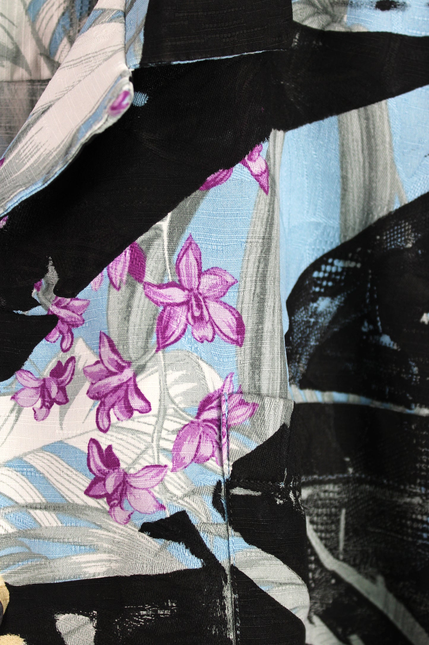 Men's Hawaiian Shirt Blue Faded with Black Print