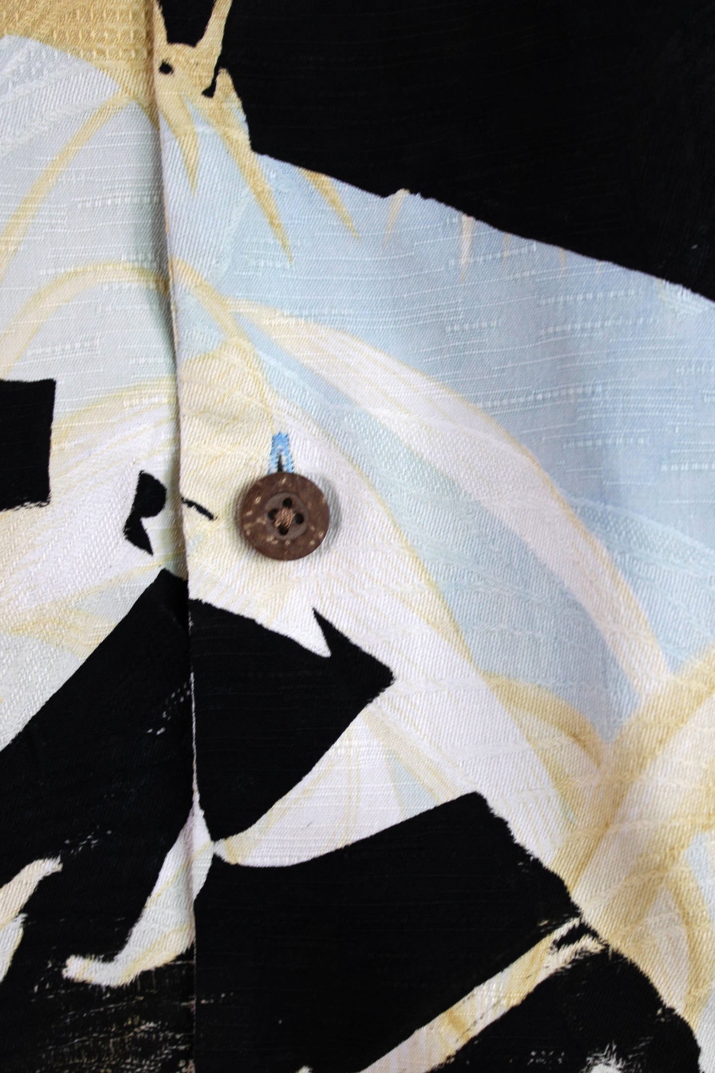 Men's Hawaiian Shirt Blue Faded with Black Print