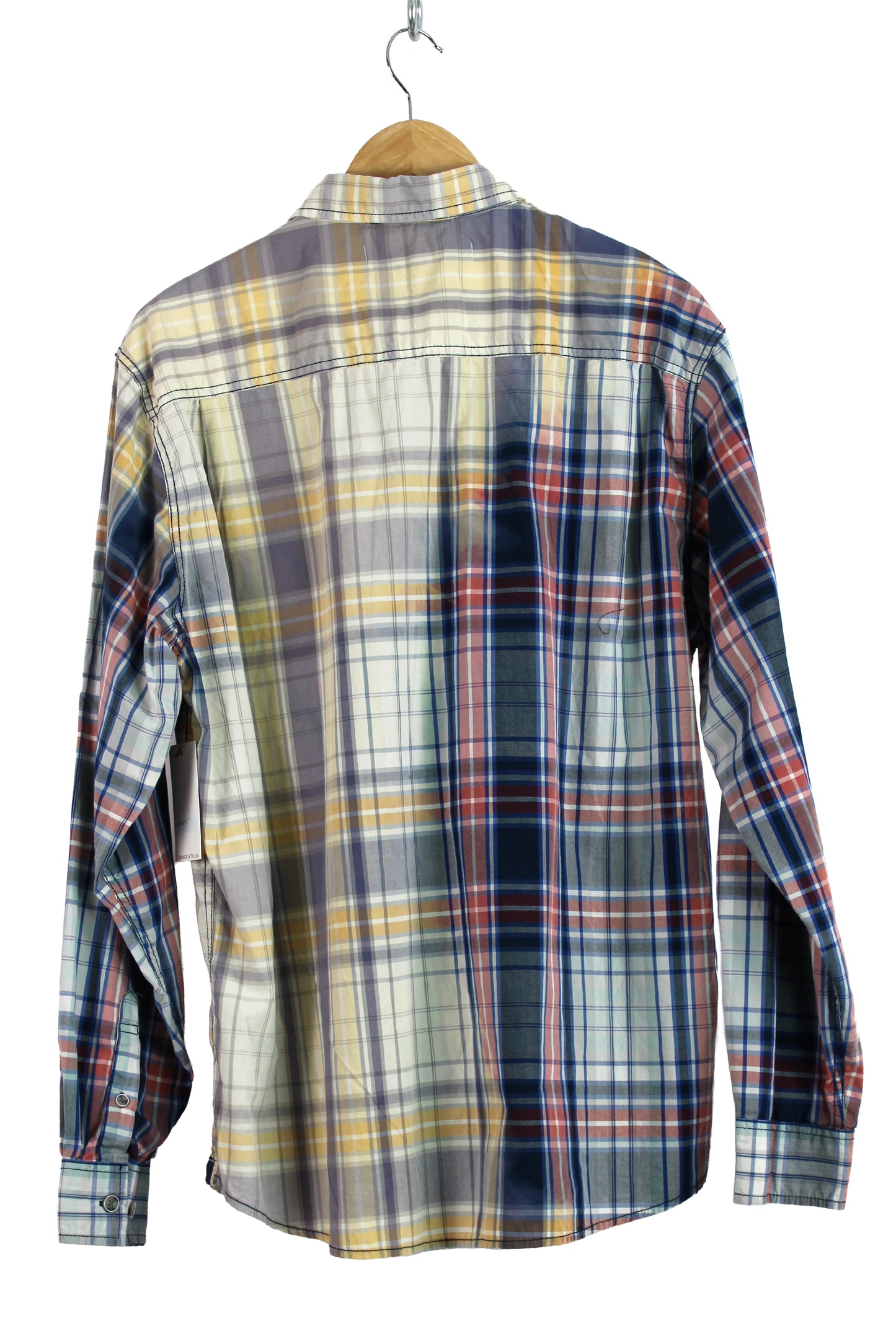 Men's Long Sleeve Button-up Plaid with Fade and Pink Print