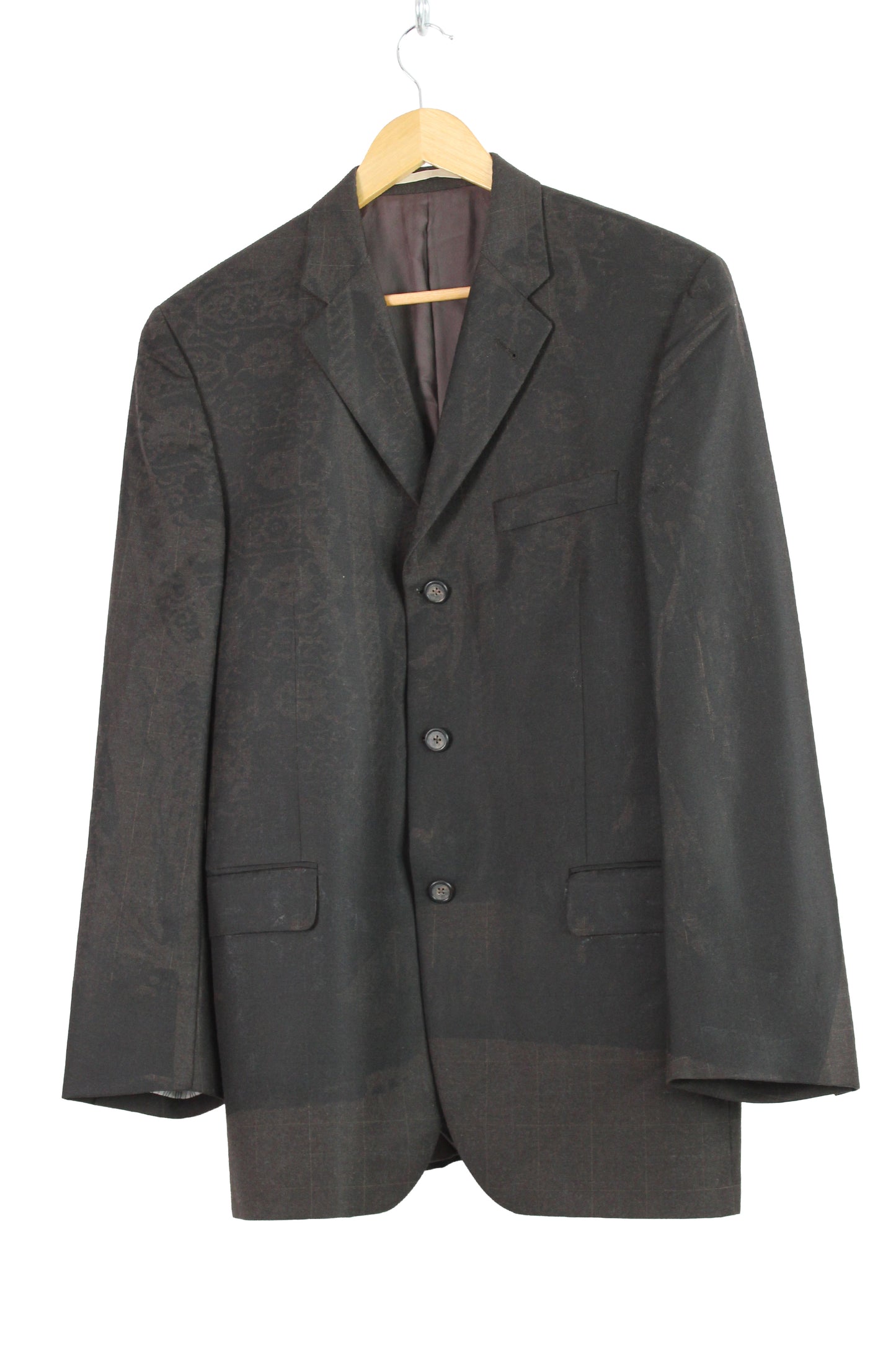 Men's  Vintage Burberry Fine Wool Jacket Brown with One-of-a-kind Black Print
