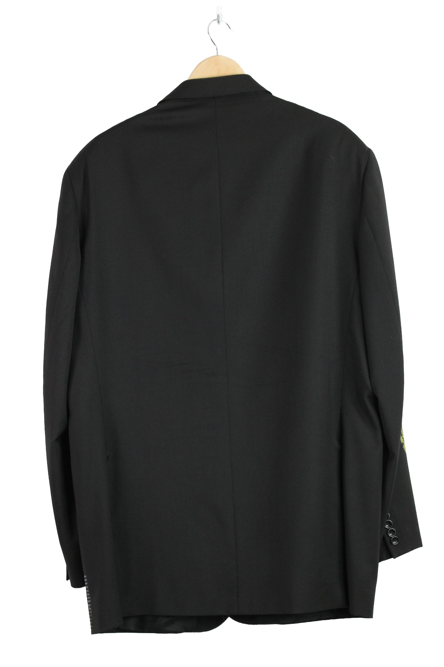 Men's Black Fine Wool Jacket Black with One-of-a-kind Print