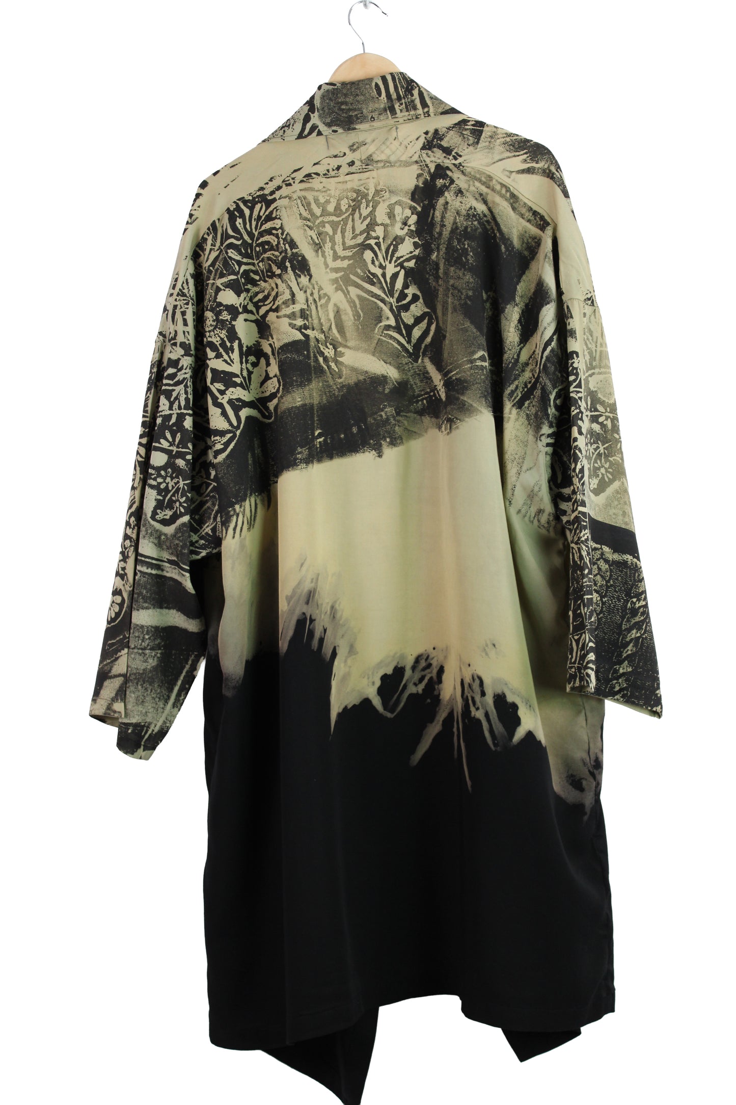 Women's Black Faded Viscose Jacket with One-of-a-kind Black Print