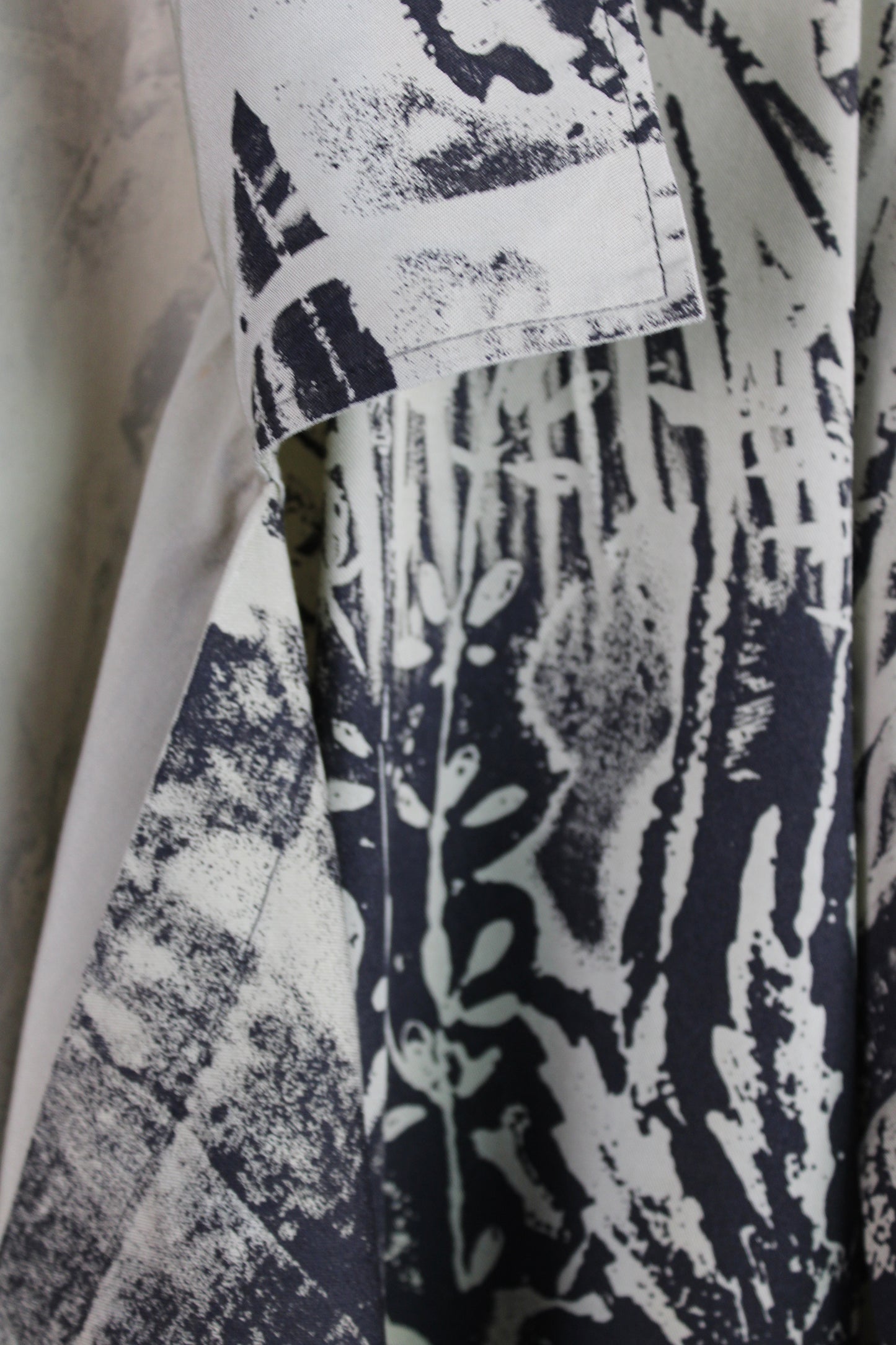 Women's Black Faded Viscose Jacket with One-of-a-kind Black Print