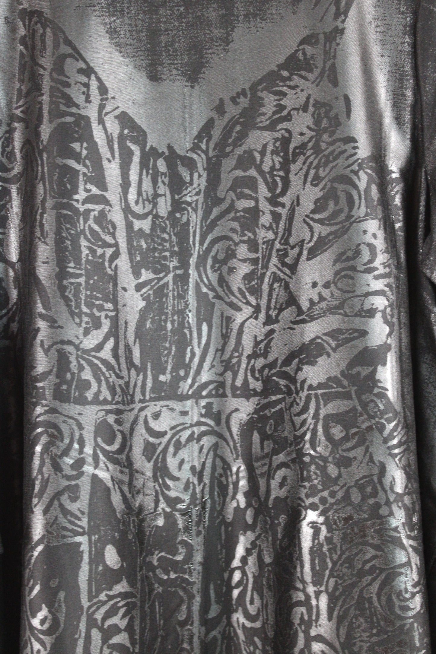 Lois Samuels Black Silk and Wool Dress with Black Lace Print