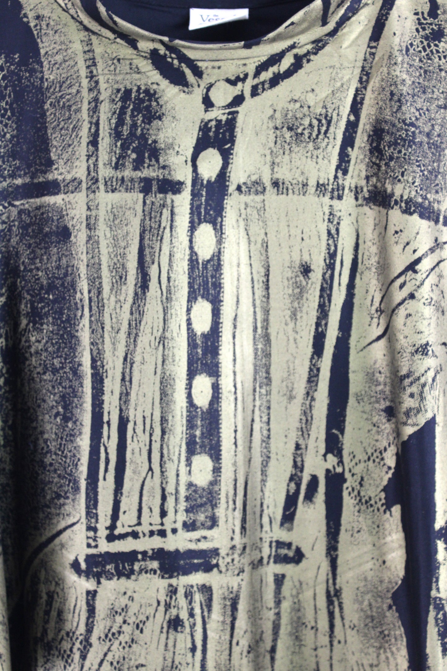 Lois Samuels Black Wool and Silk Dress with Gold Simon Ungless Print