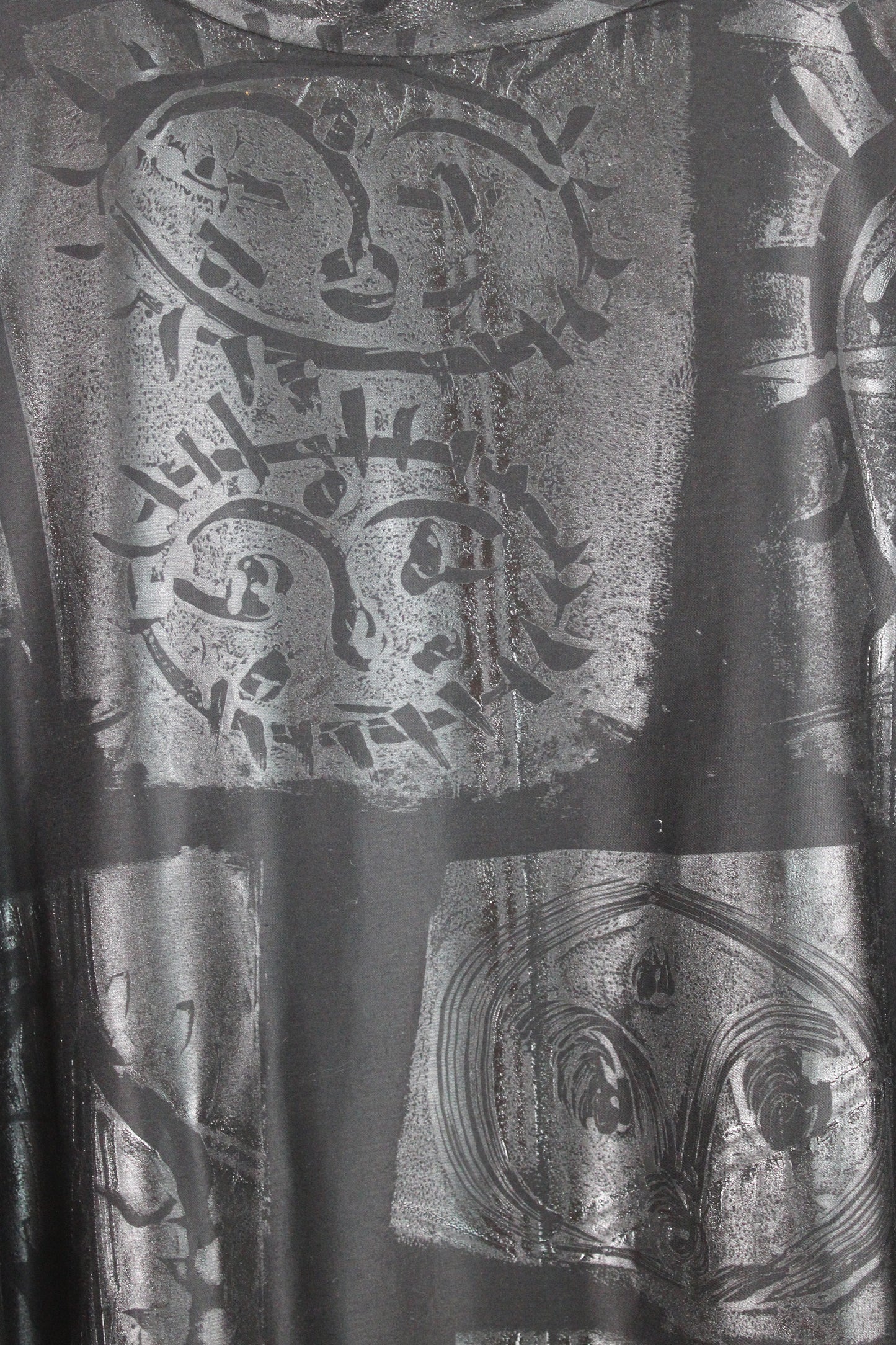 Lois Samuels Black Silk and Wool Dress with Black Mask Print