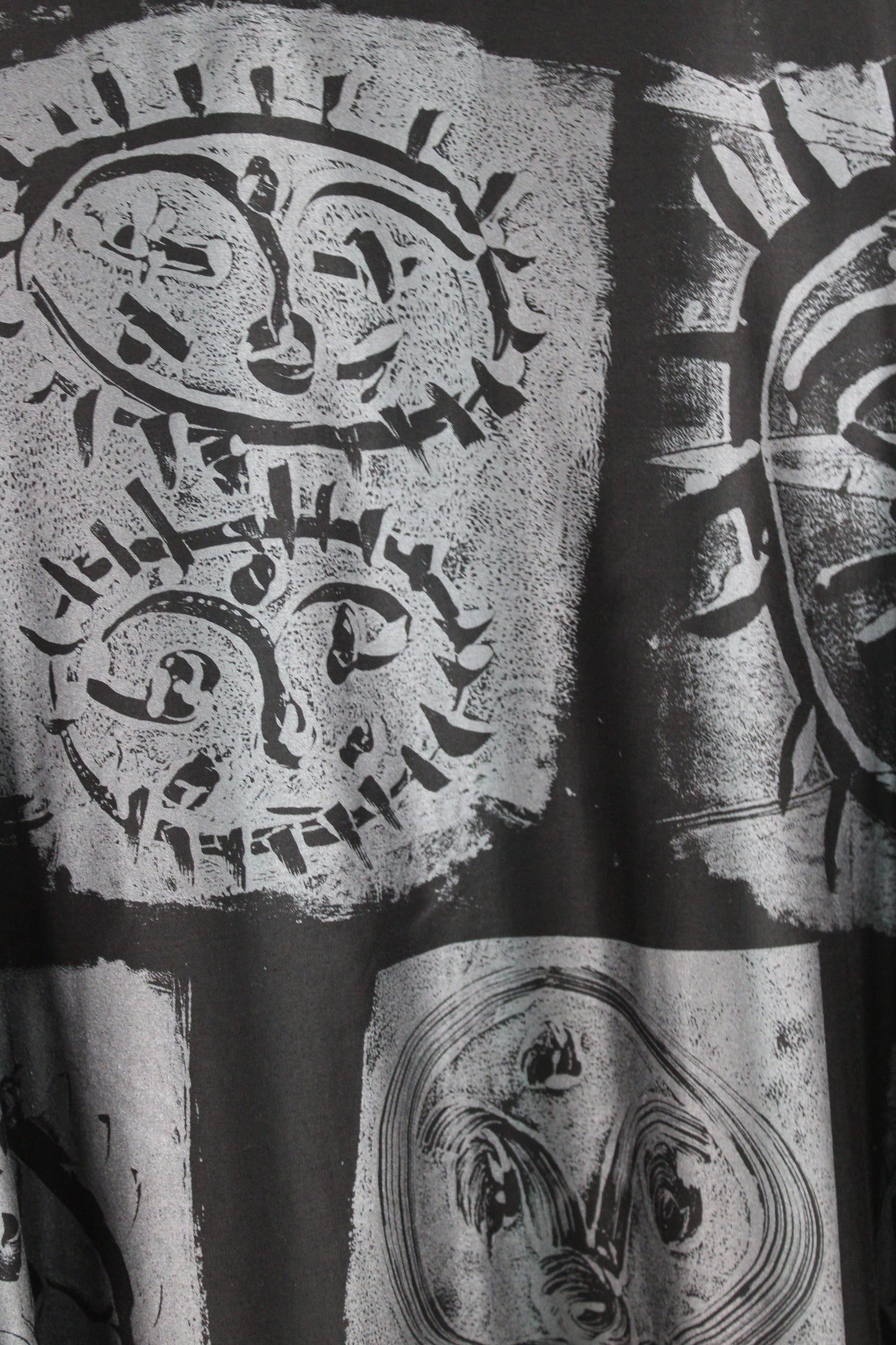 Lois Samuels Black Silken Wool Dress with Metallic Simon Ungless Print