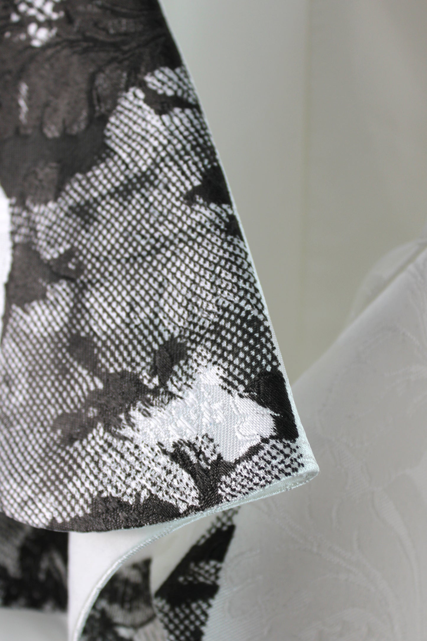 Tailored White Silk Jacquard Vest with Black Print