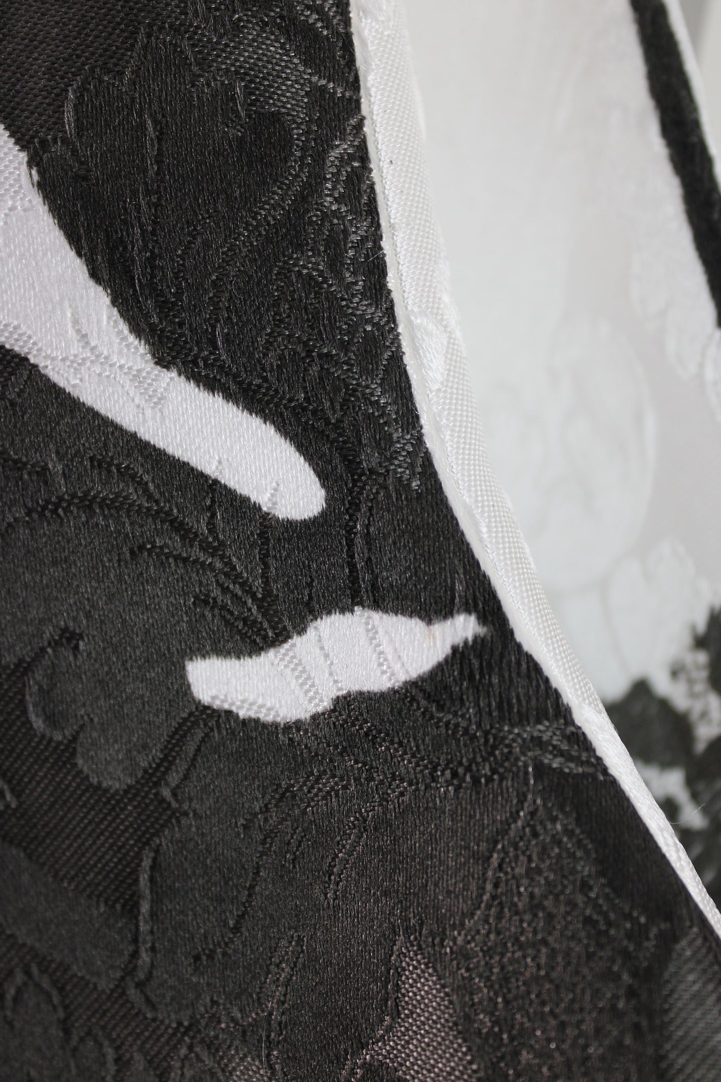 White Silk Jacquard Tailored Jacket with Black Print