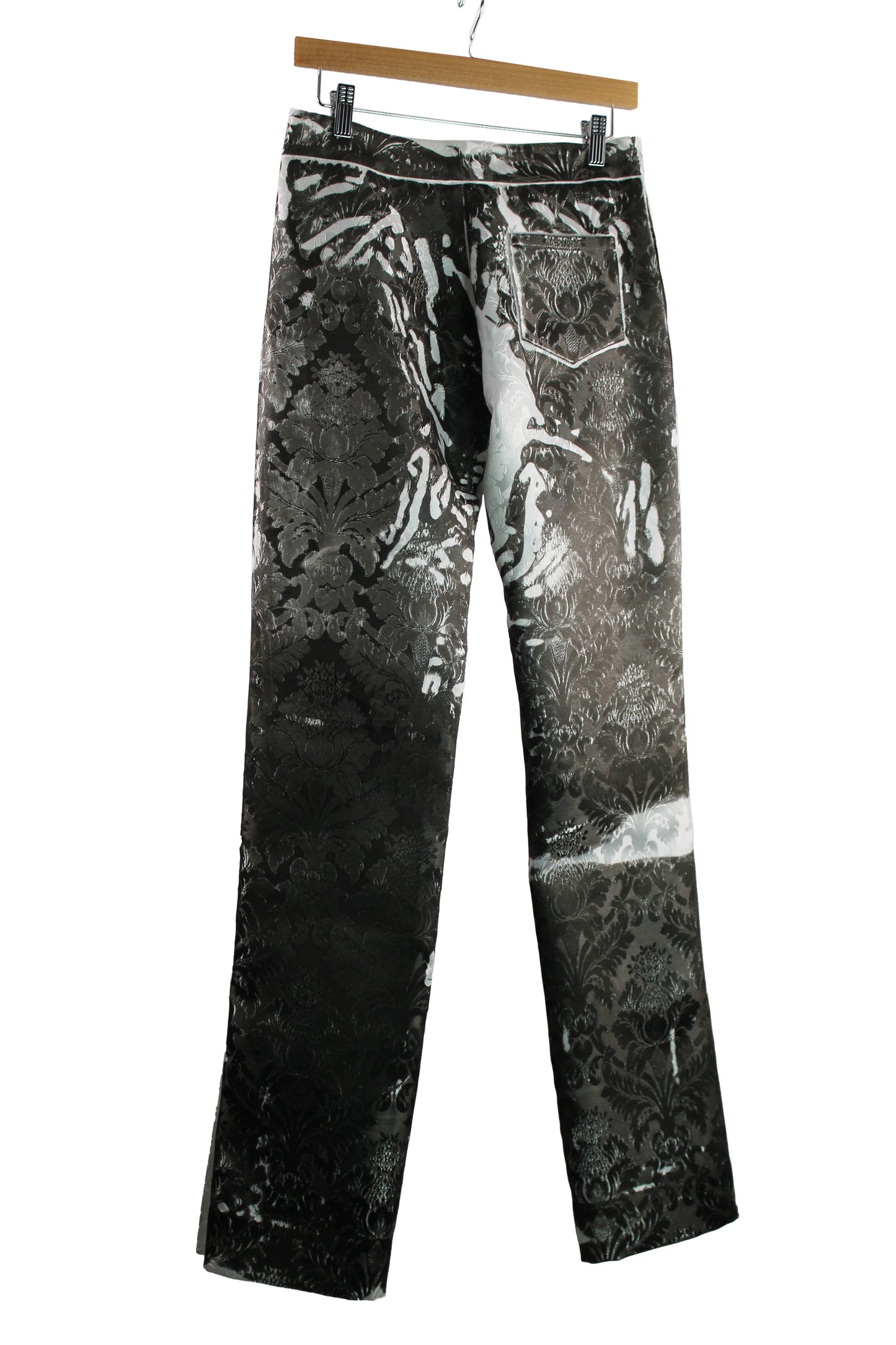 White Silk Jacquard Pant with Black Print