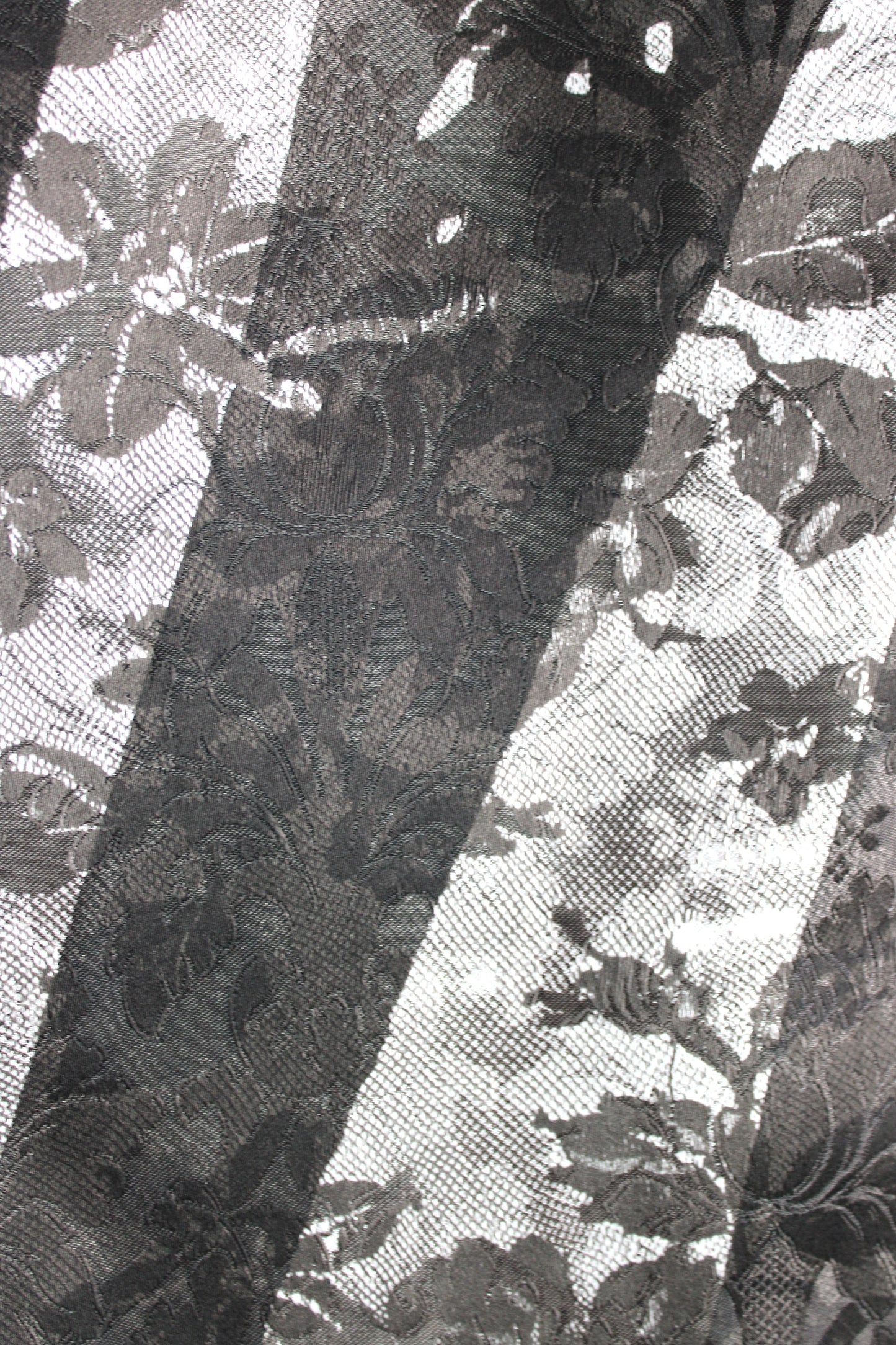 White Silk Jacquard Skirt with Black Print