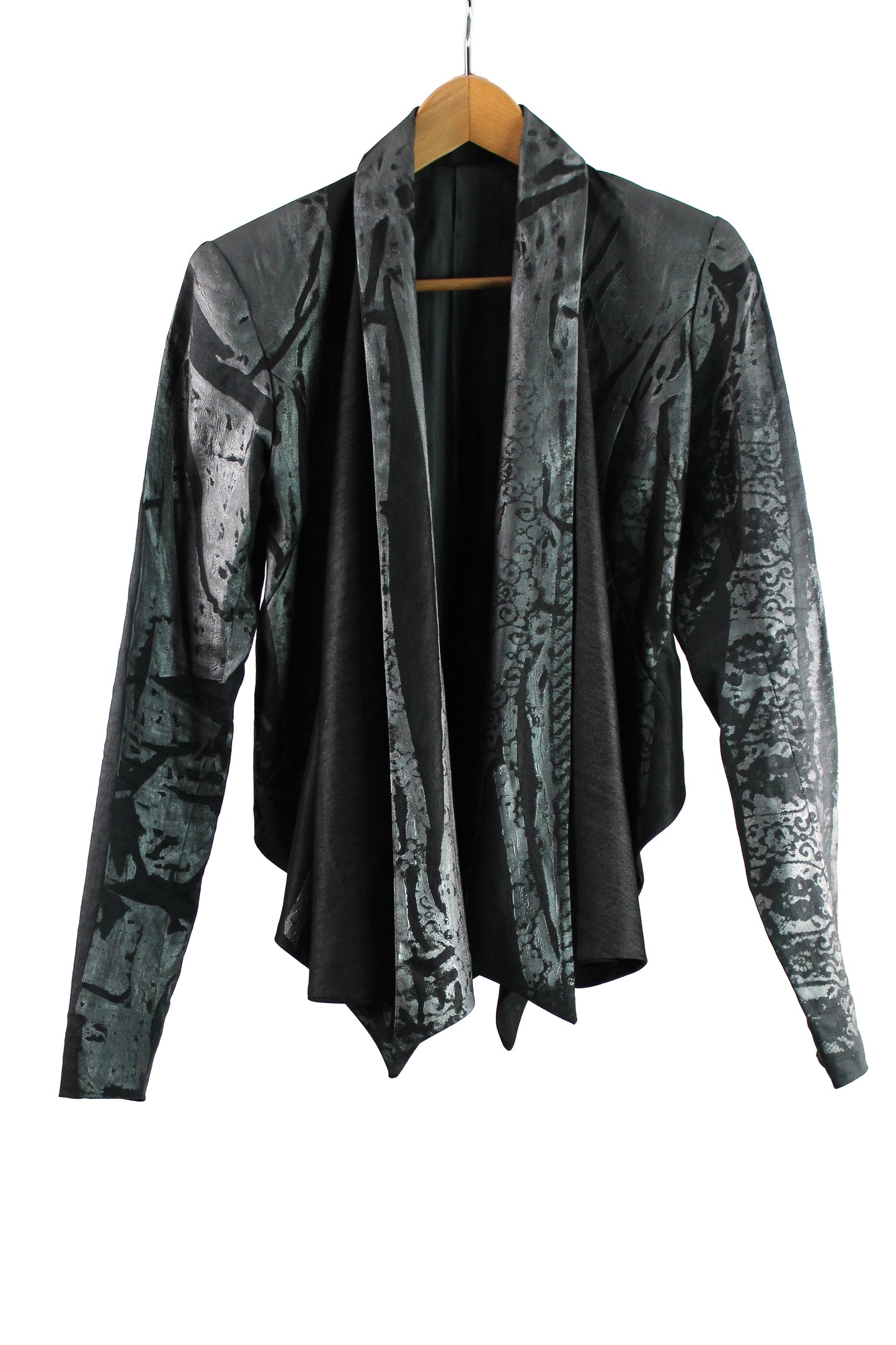 Charcoal Grey Wool Jacket with Pewter Print