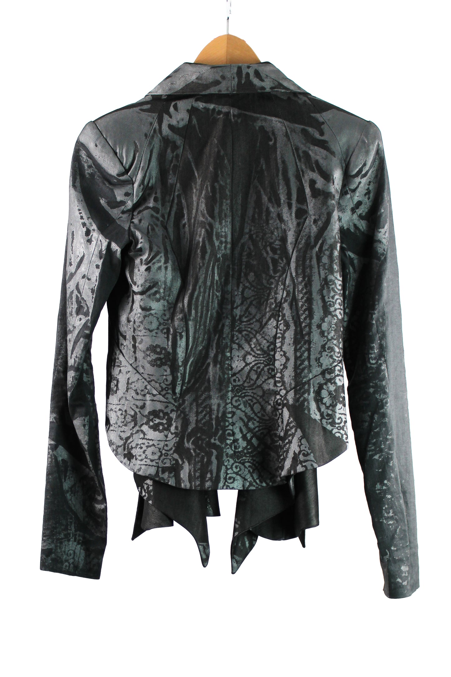 Charcoal Grey Wool Jacket with Pewter Print