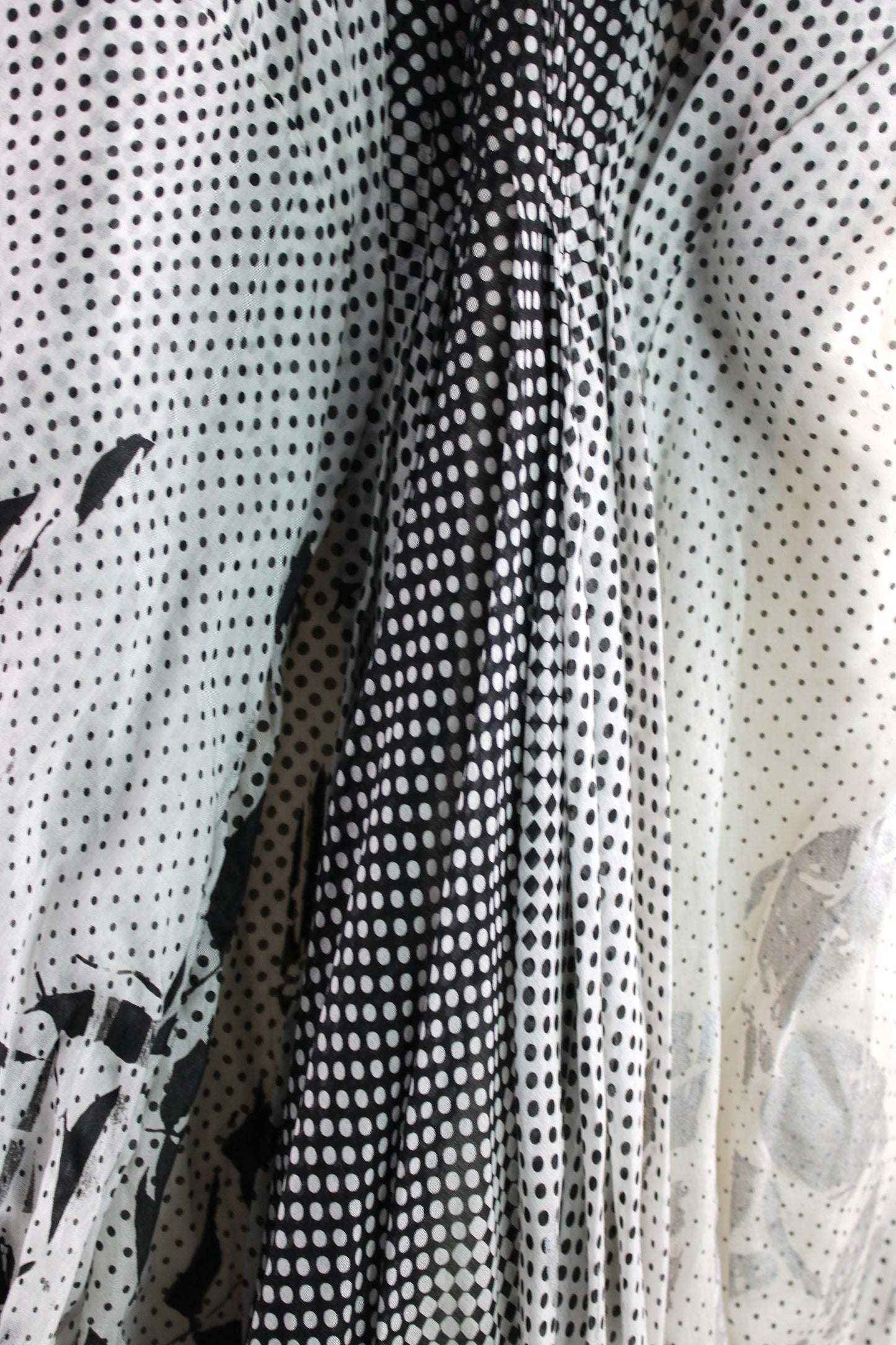 Black and White Fine Wool Dress with Floral Print
