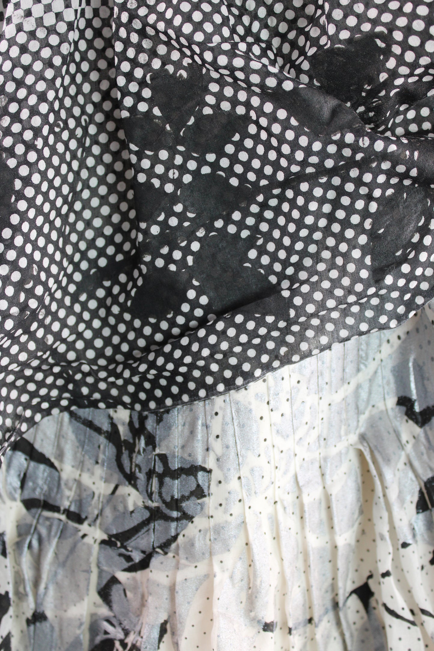 Black and White Fine Wool Dress with Floral Print