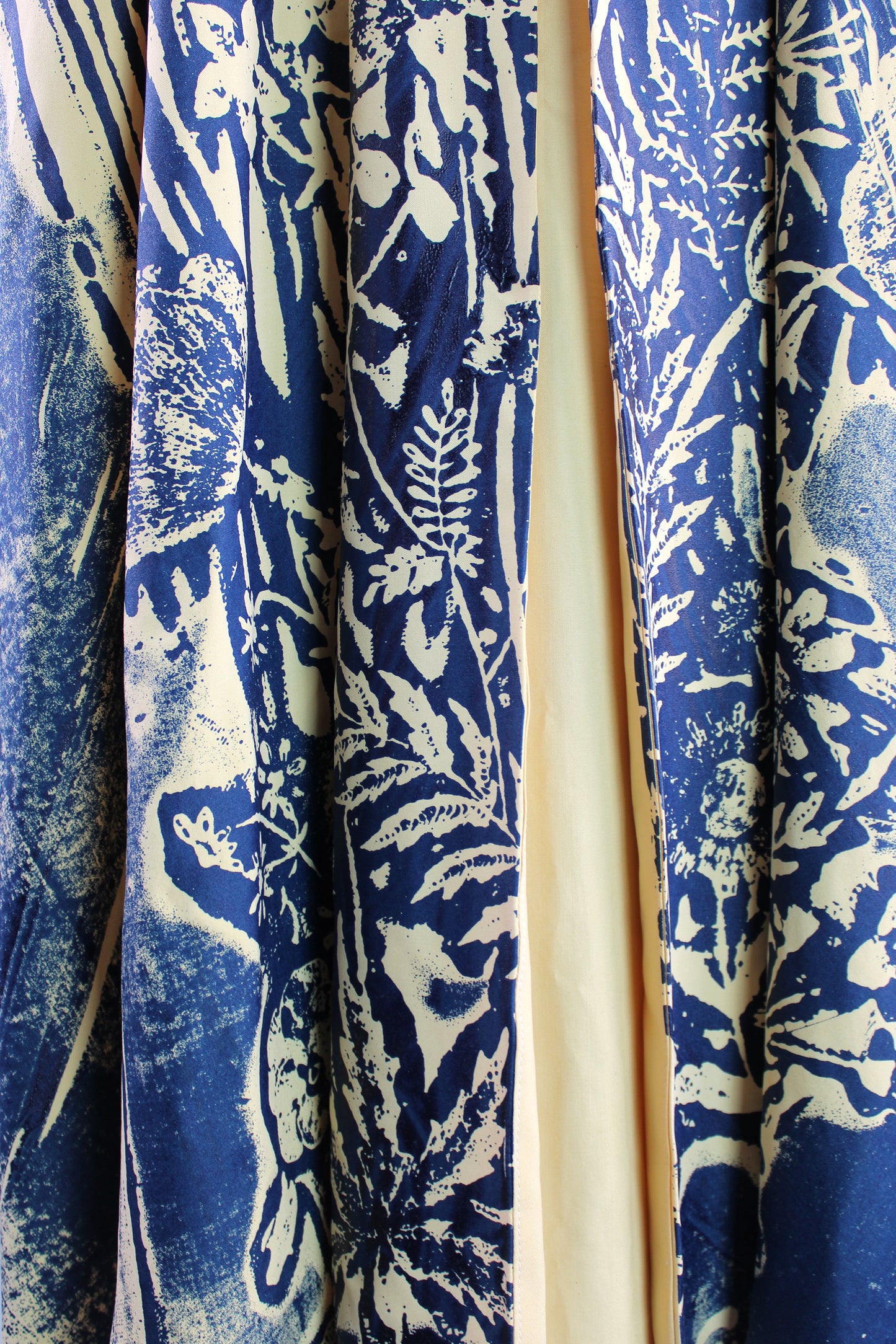 Yellow Viscose Dress with Navy Print