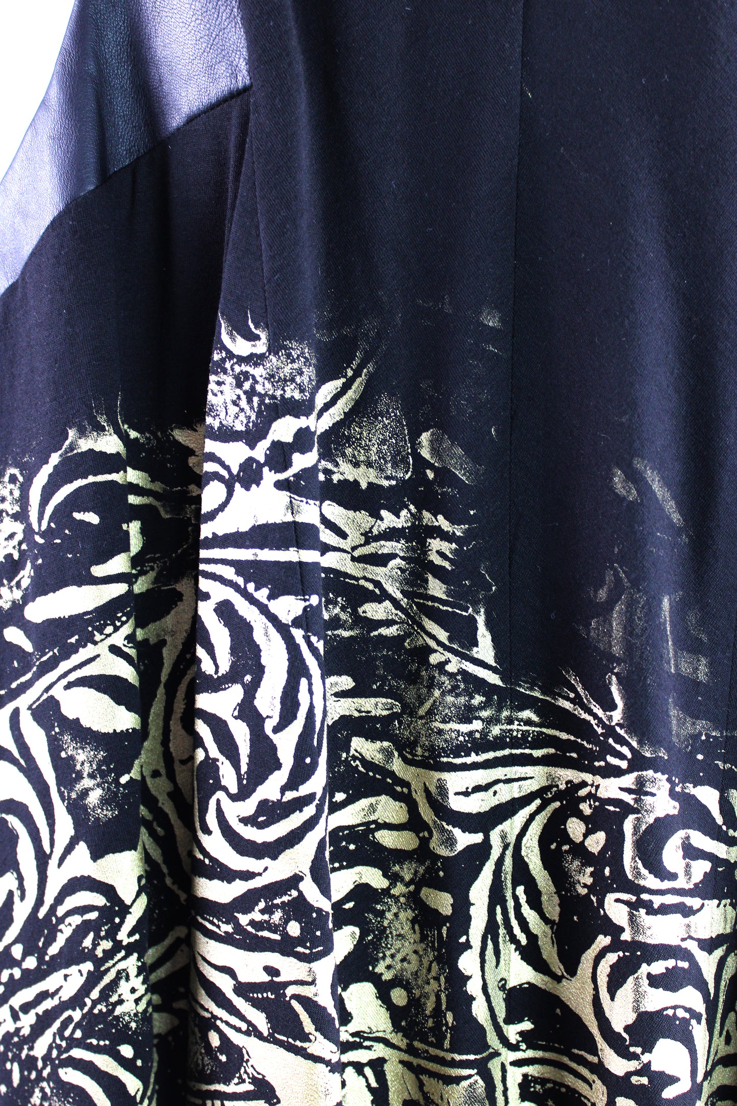 Sleeveless Black Rayon Top with Gold Print