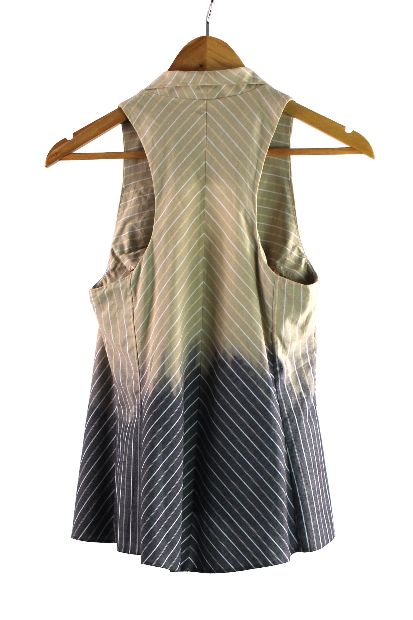Sleeveless Cotton Shirt Faded Grey with White Floral Print