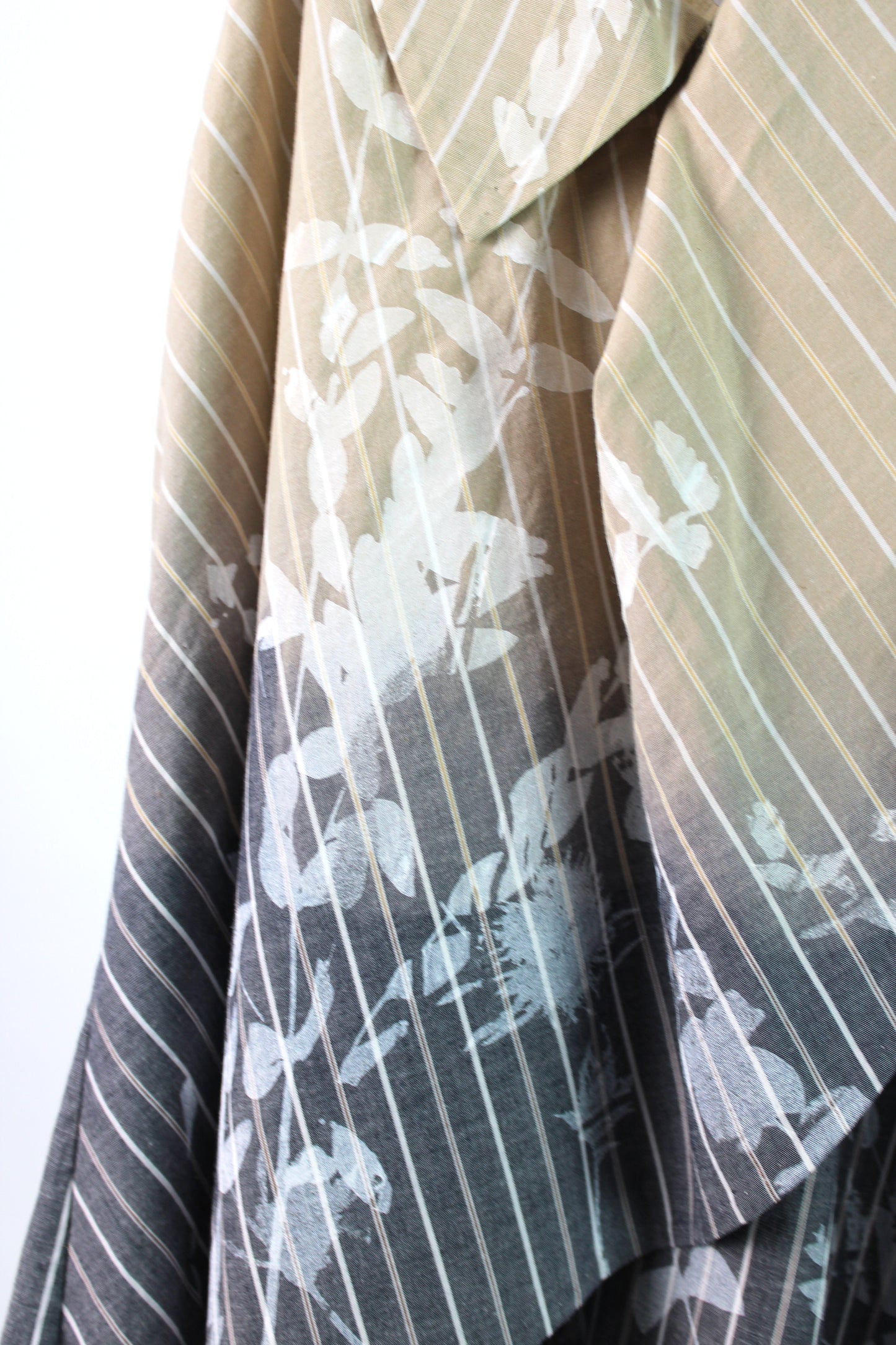 Sleeveless Cotton Shirt Faded Grey with White Floral Print