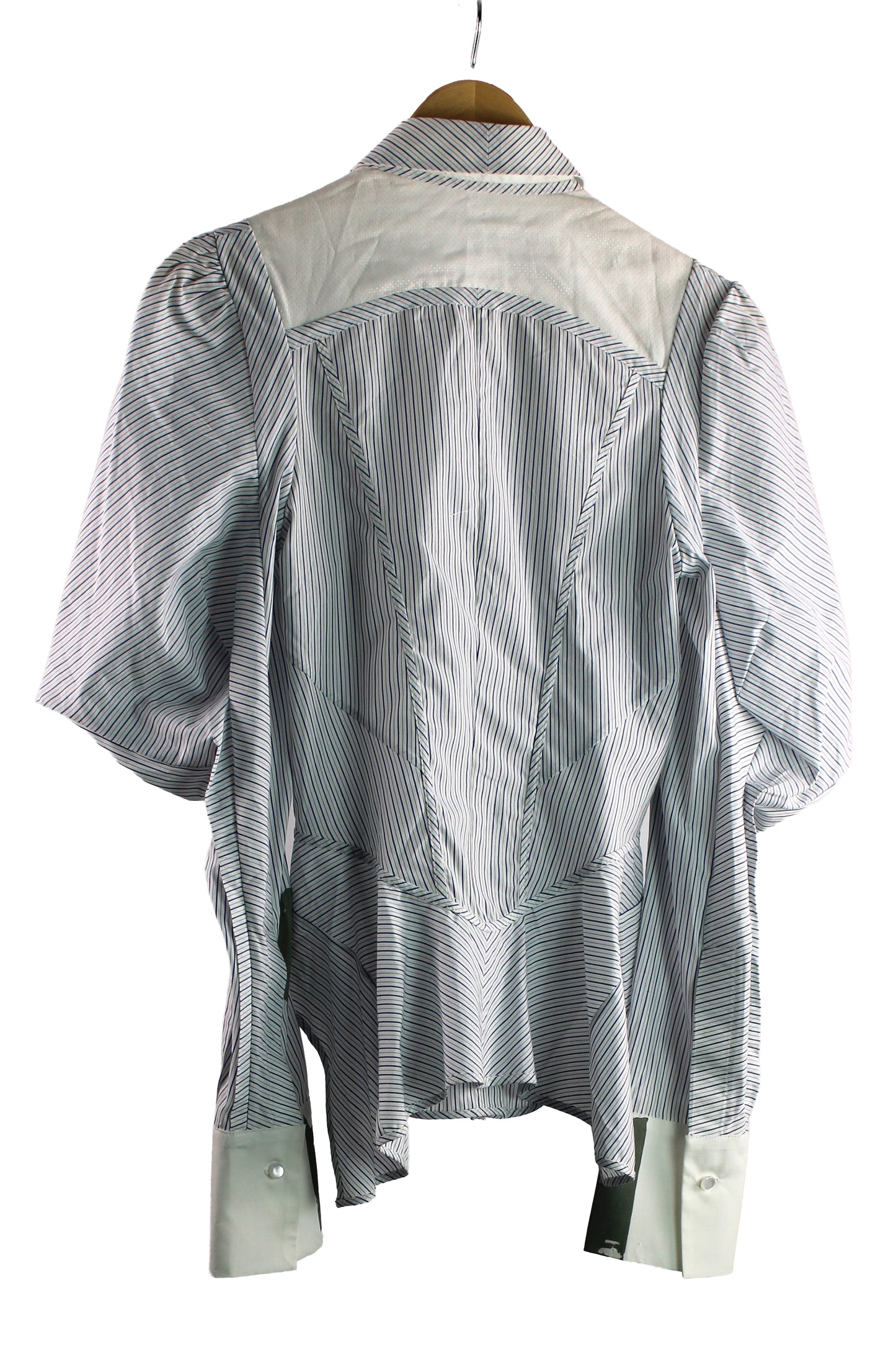 Blue Pinstripe Cotton Shirt with Grey Floral Print