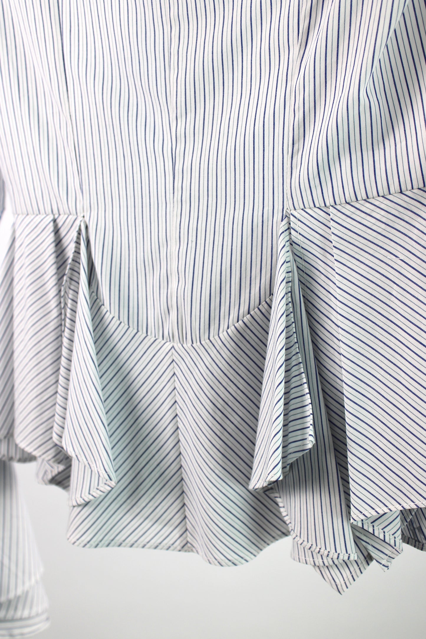 Long Sleeve Blue Pinstripe Cotton Shirt with Blue Floral Print