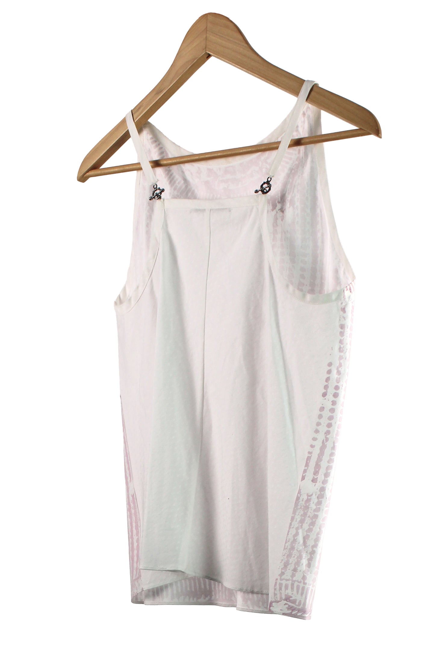 White Cotton Razor Back Top with Pink Print