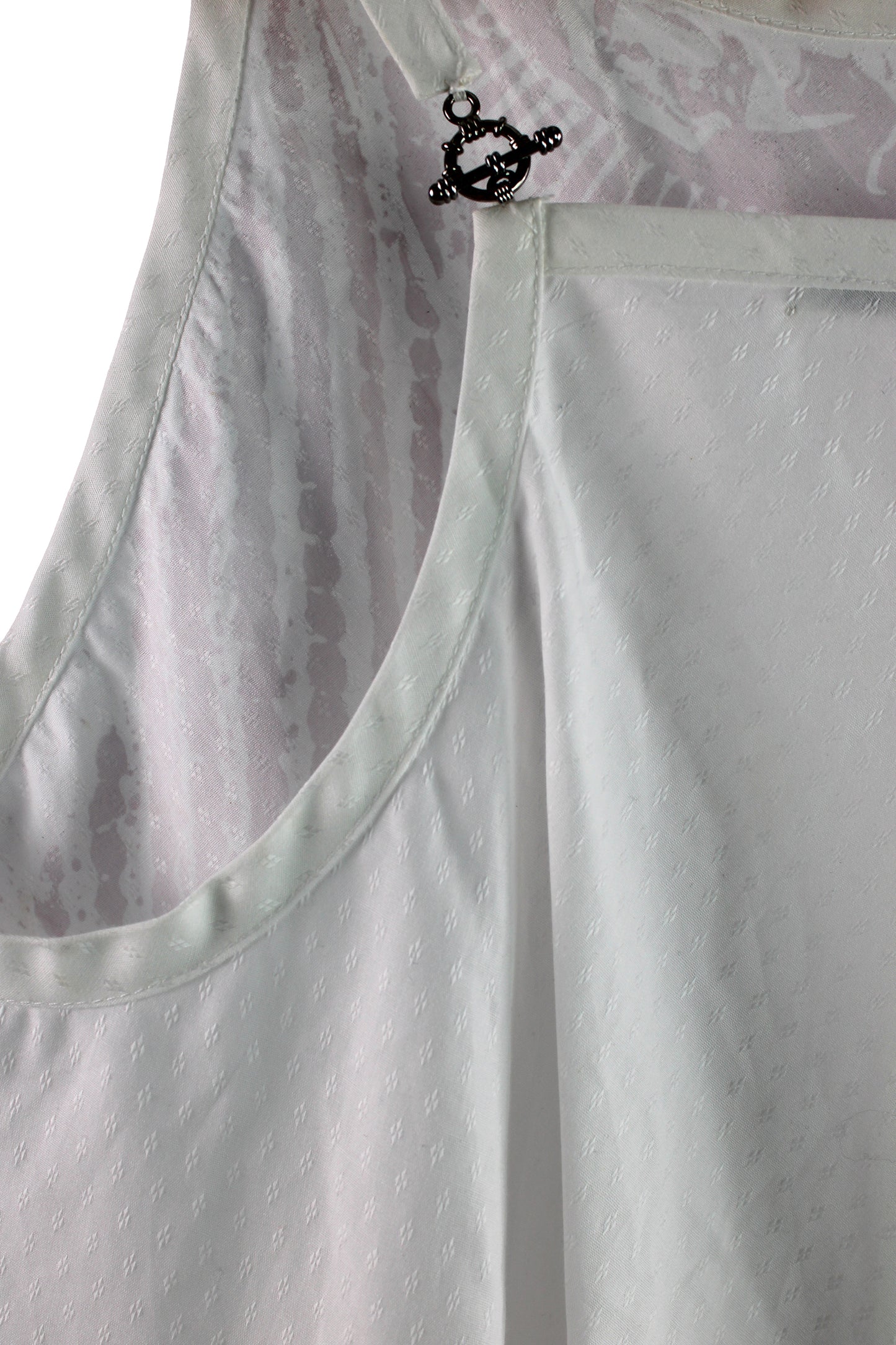 White Cotton Razor Back Top with Pink Print