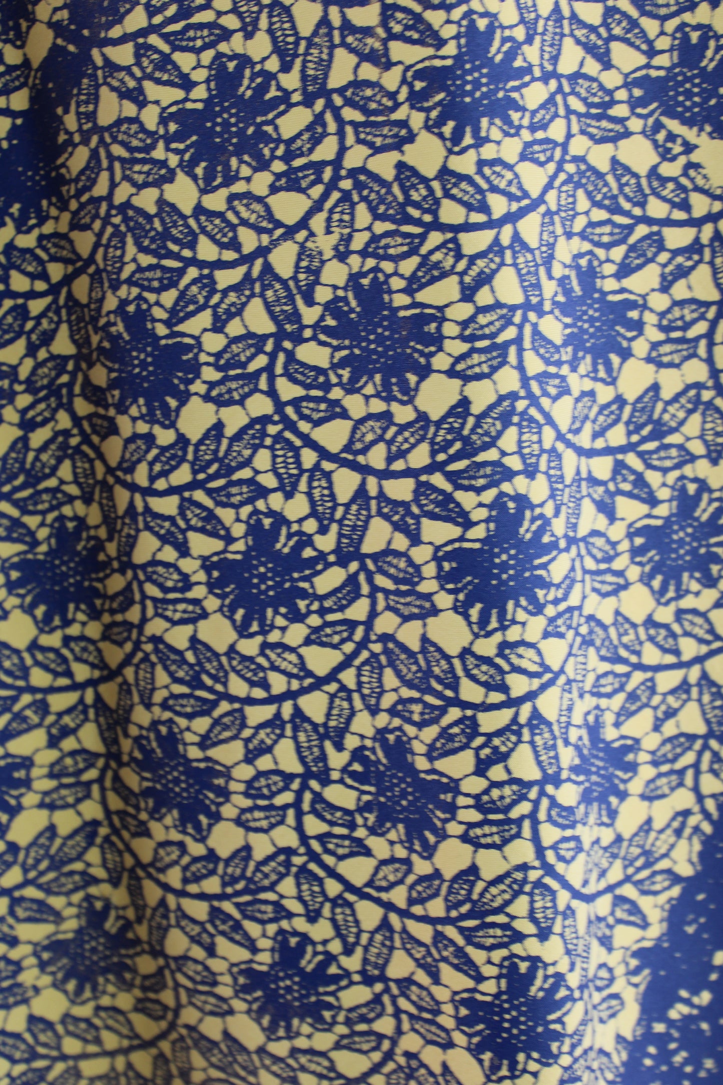 Yellow Viscose Razorback Tank with Opaque Navy Lace Print