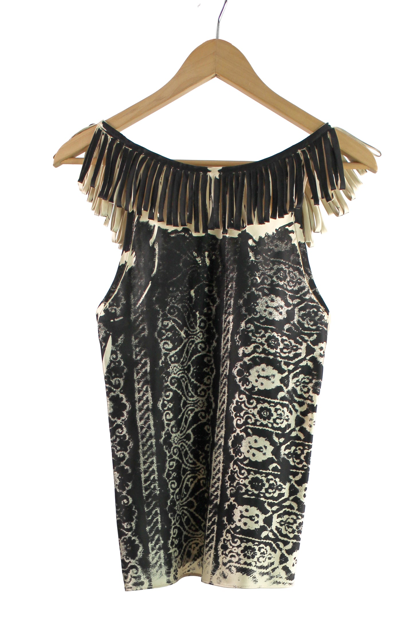Champagne Silk Razorback with Black Lace print