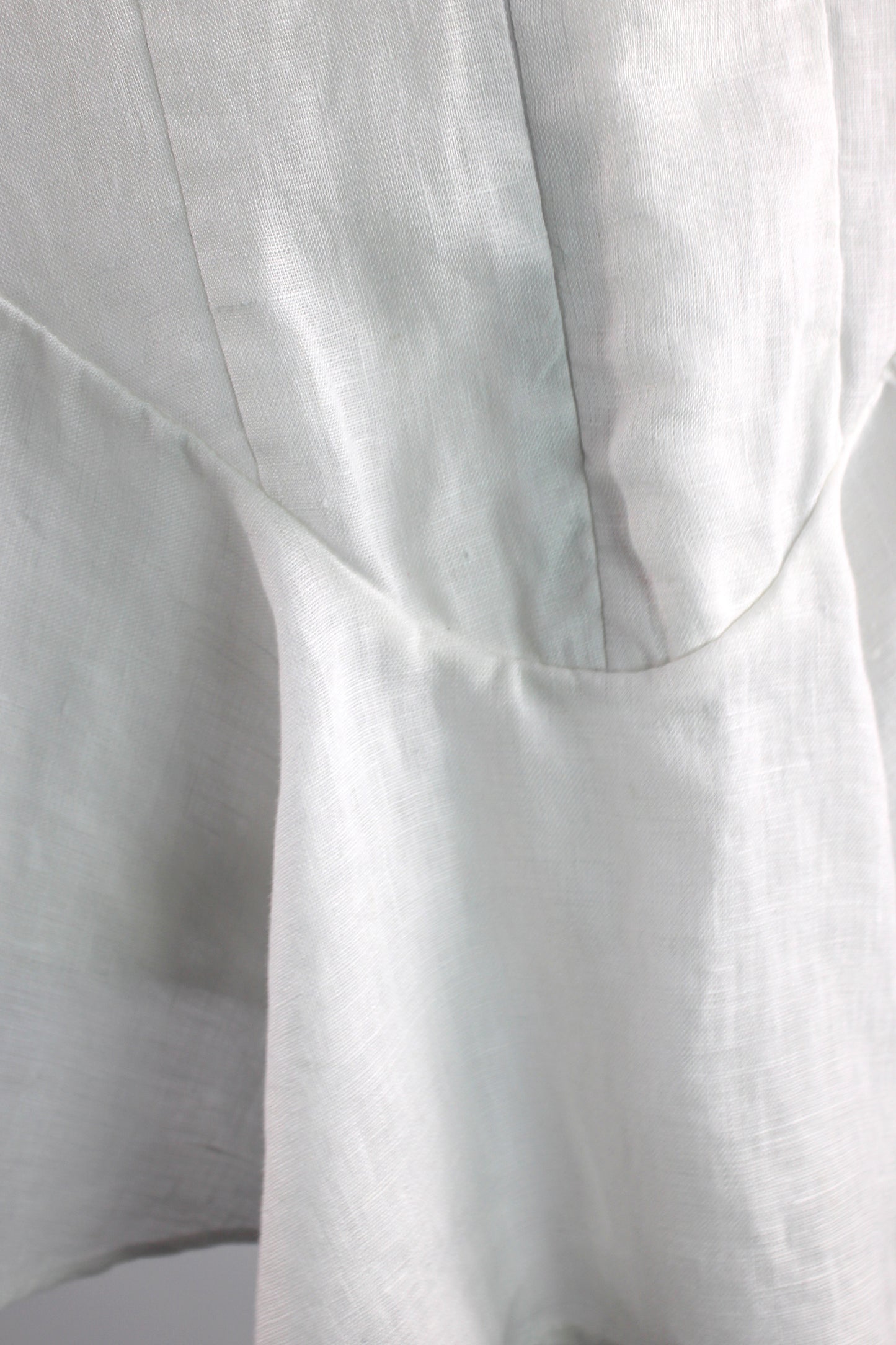 White Linen Sleeveless Top with White Print