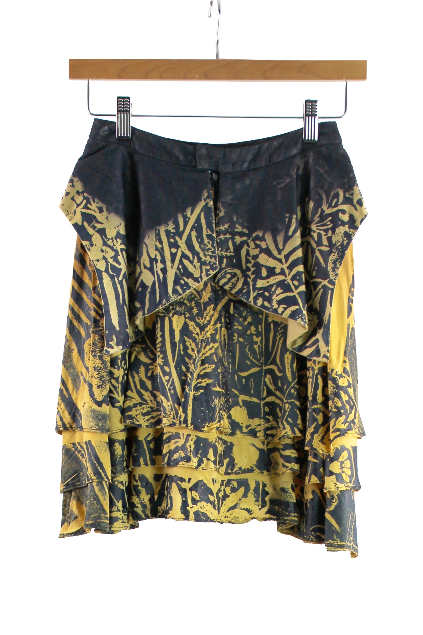 Navy Cotton Skirt Faded with Navy Floral Print