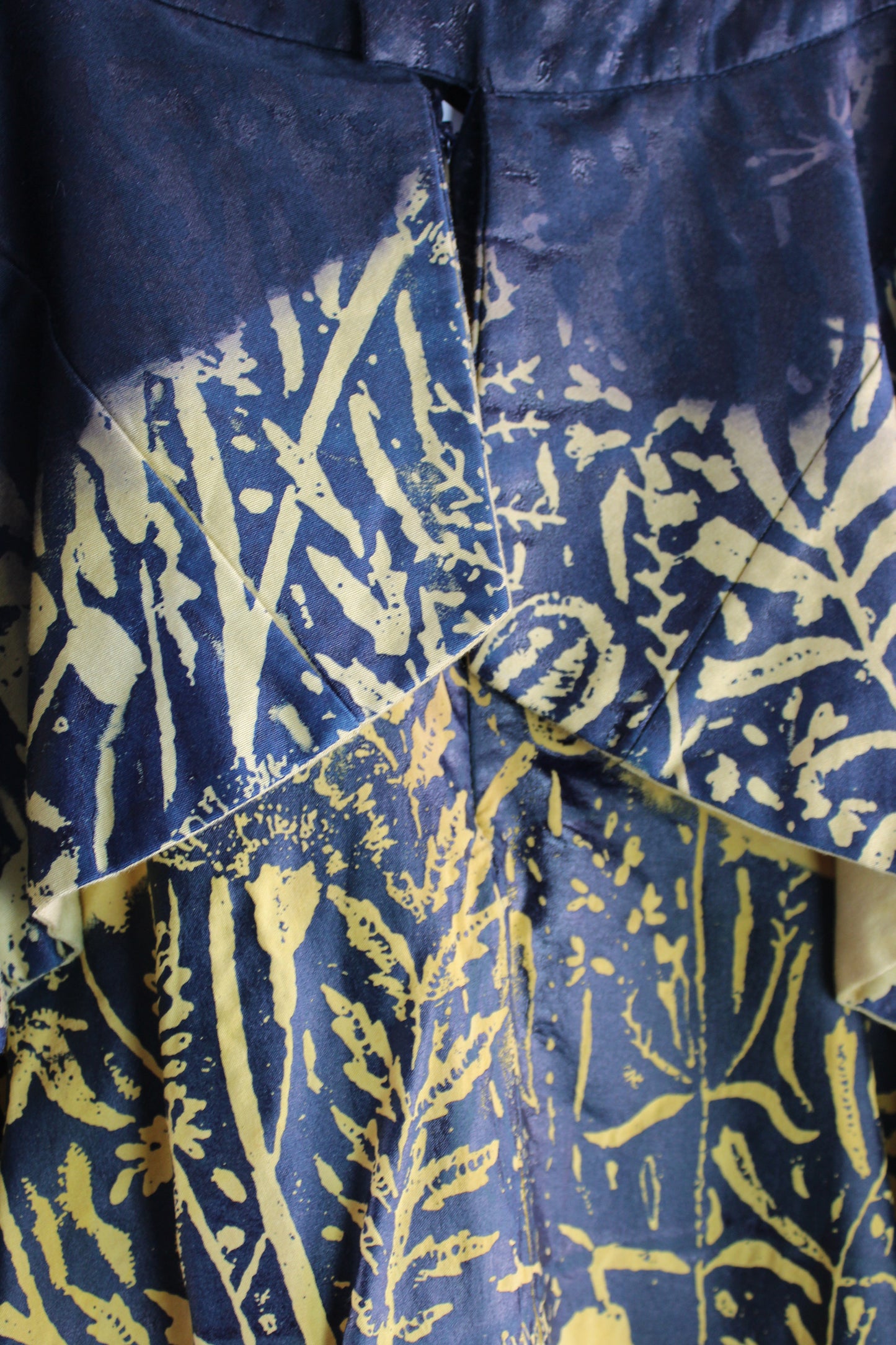 Navy Cotton Skirt Faded with Navy Floral Print