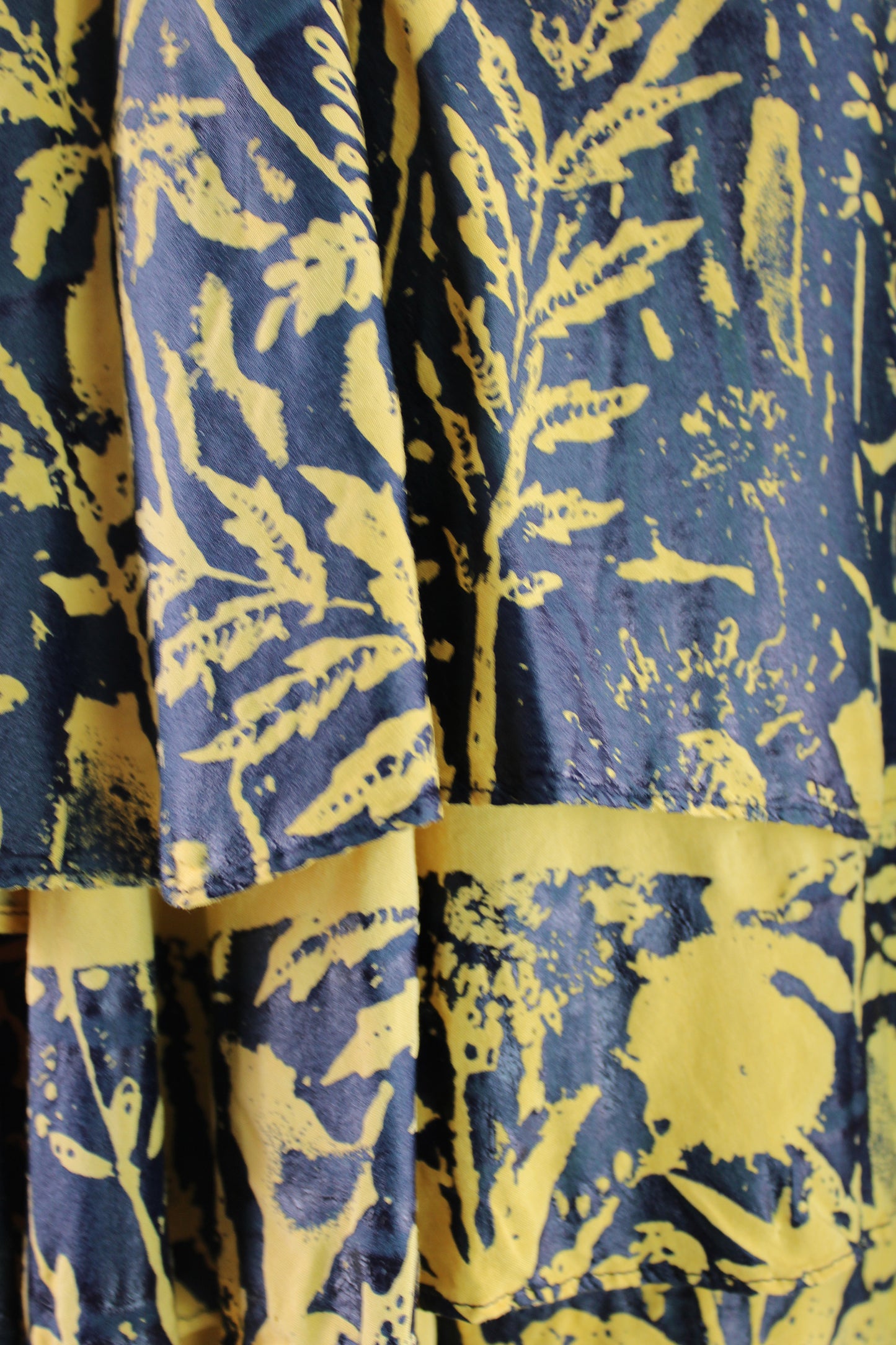 Navy Cotton Skirt Faded with Navy Floral Print