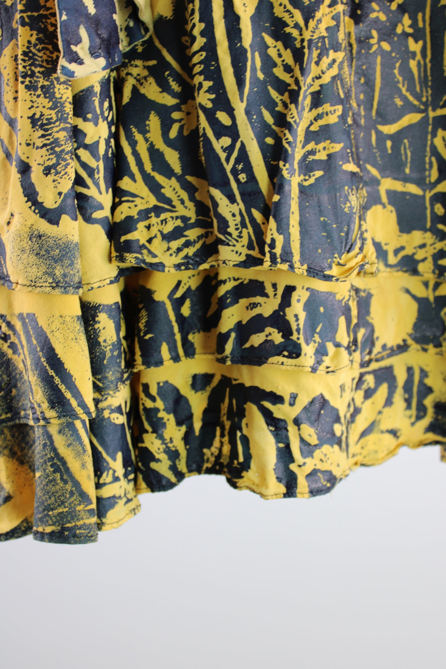 Navy Cotton Skirt Faded with Navy Floral Print