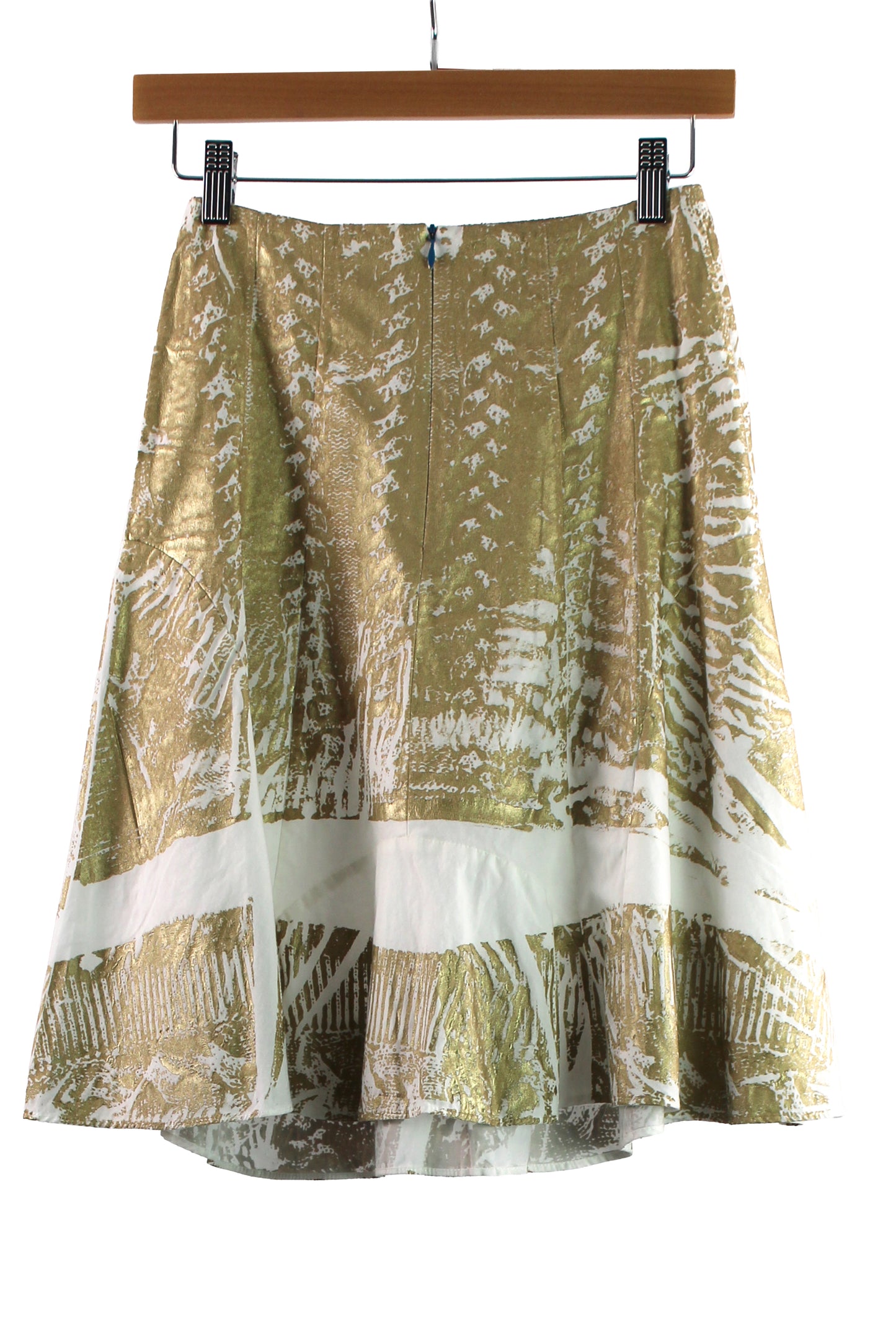White Cotton Skirt with Champagne Print