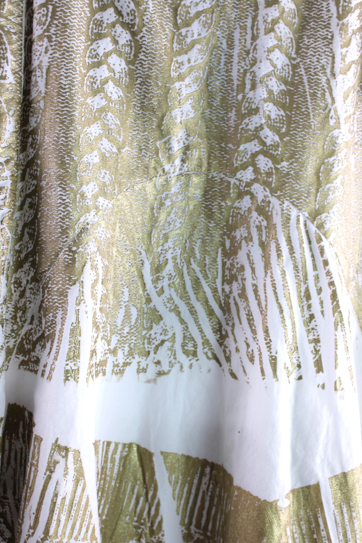 White Cotton Skirt with Champagne Print