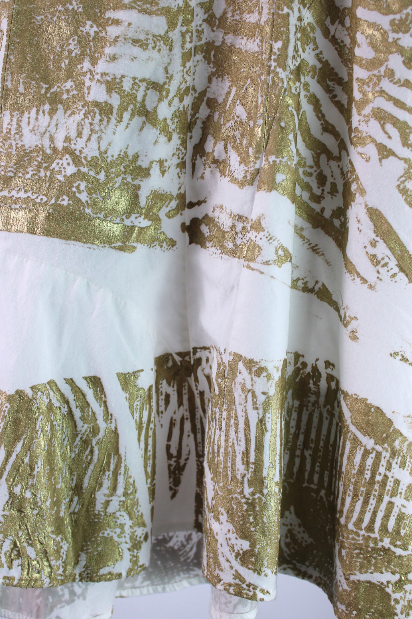 White Cotton Skirt with Champagne Print