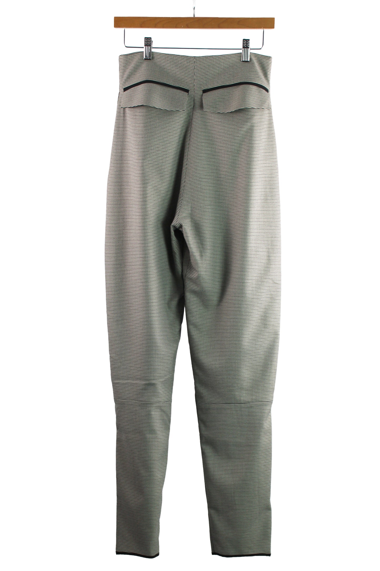Back and White Houndstooth Wool Pant with Black Print